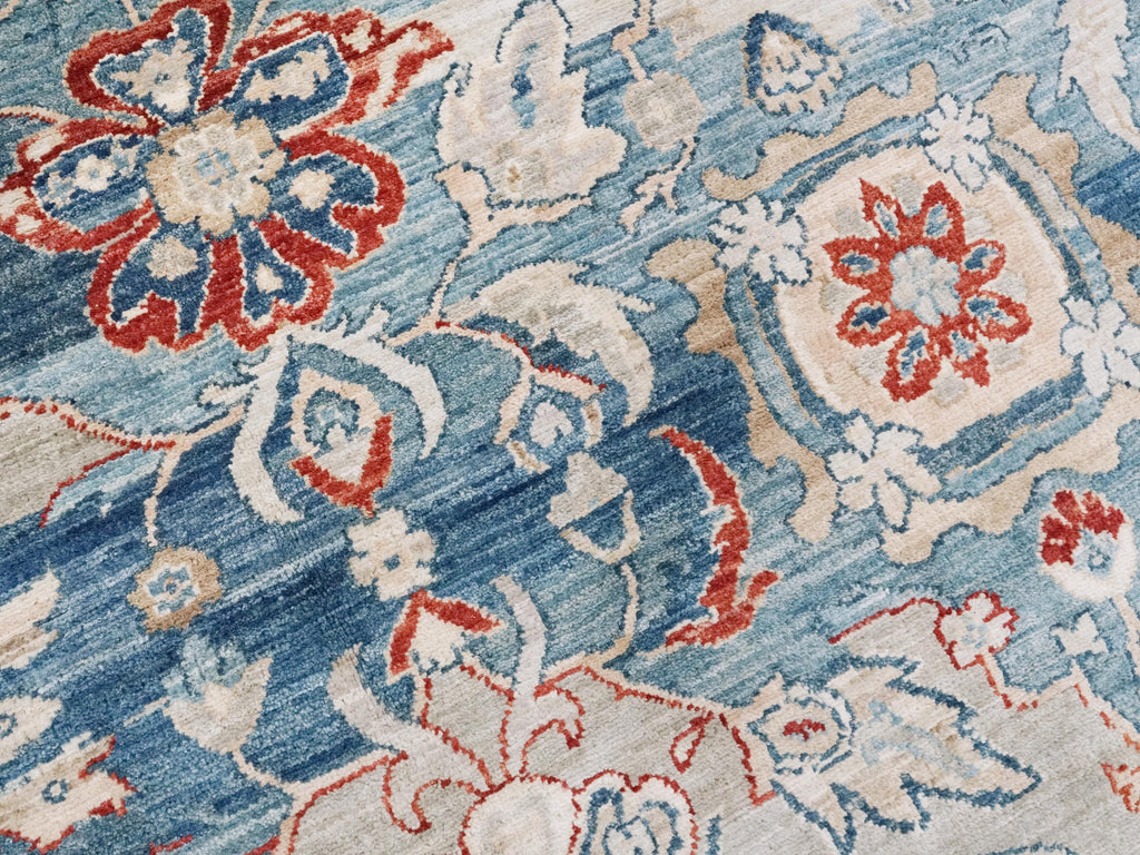 6x9 Ft Blue Serapi Rug - Afghan Wool Oriental Rug - All over Floral Design