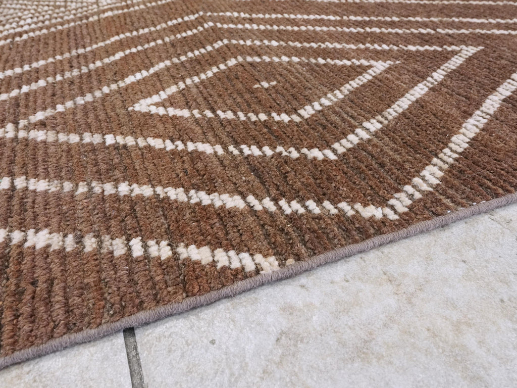 10x14 Ft Brown Moroccan Rug - Afghan Handmade Wool Rug