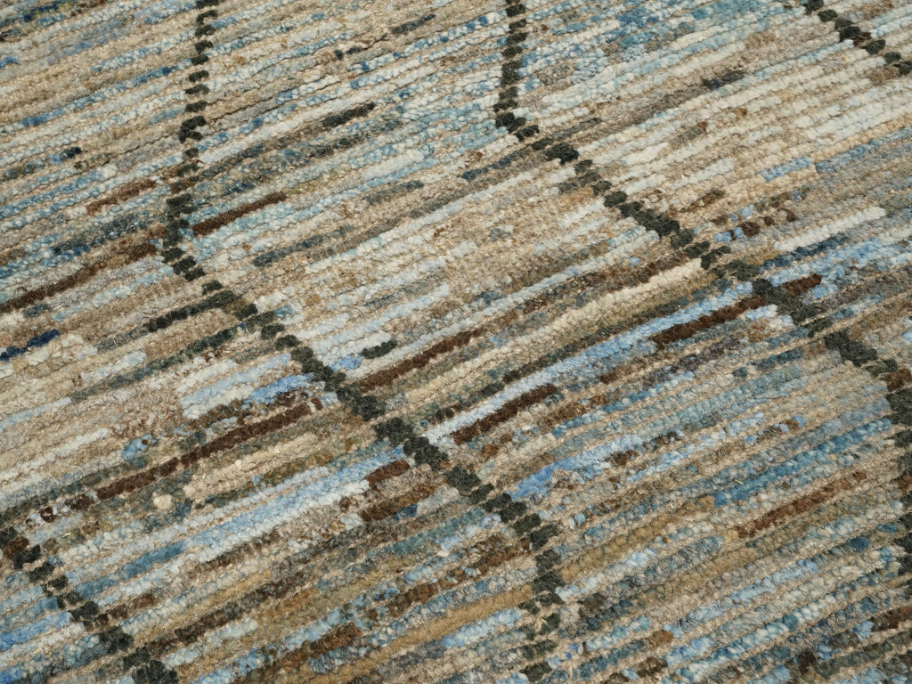 10 Ft Blue Moroccan Runner Rug - Afghan Wool Hallway Rug