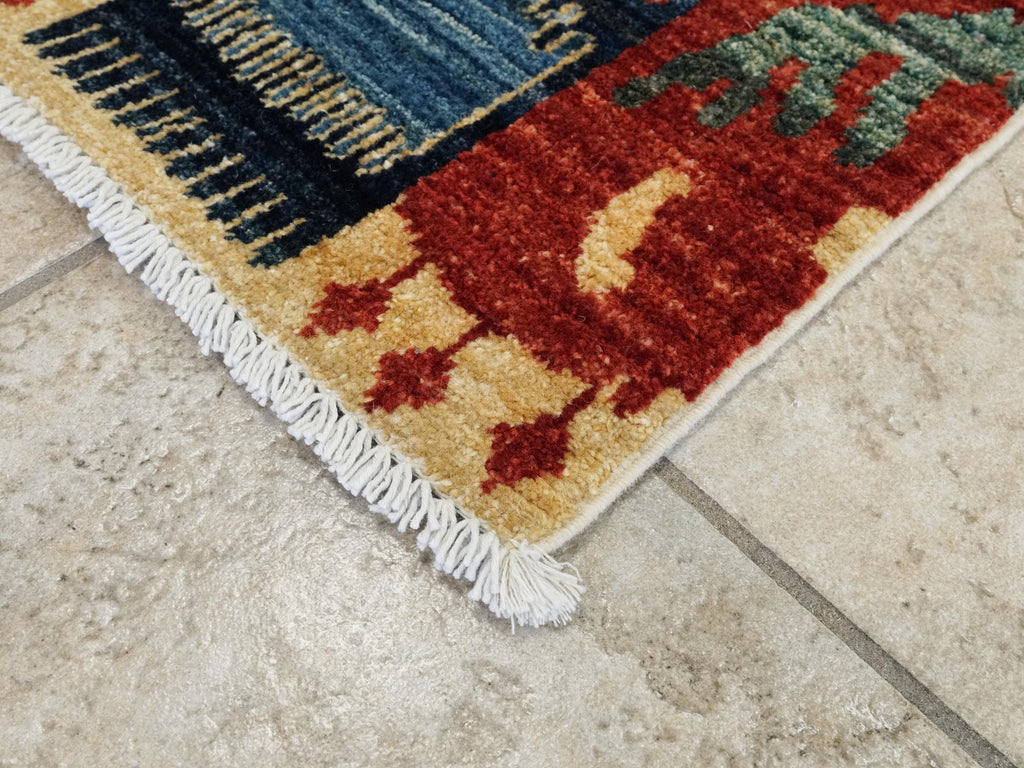 10 Ft Colorful Gabbeh Runner Rug - Hand Knotted Wool Hallway Rug