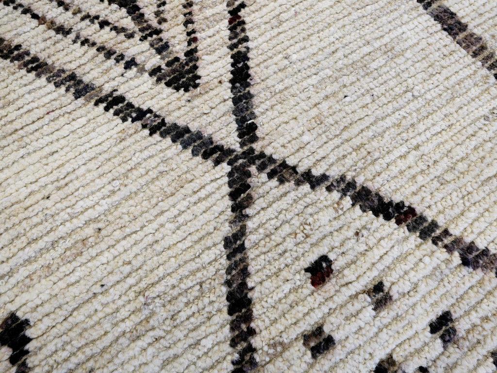 10x14 Ft Beige Moroccan Rug - Afghan Handmade Wool Rug - Contemporary Design