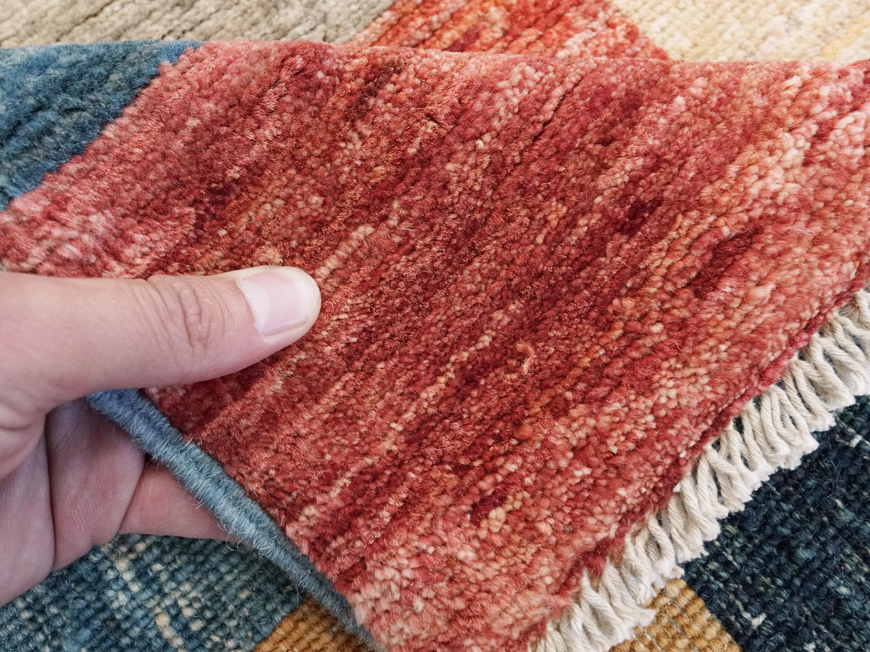 7x10 Multicolor Gabbeh Rug - Afghan Wool Area Rug - Geometric Design