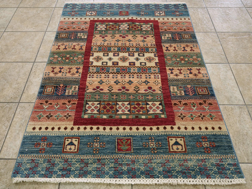 3x5 Ft Gabbeh Rug - Hand Knotted Tribal Area Rug