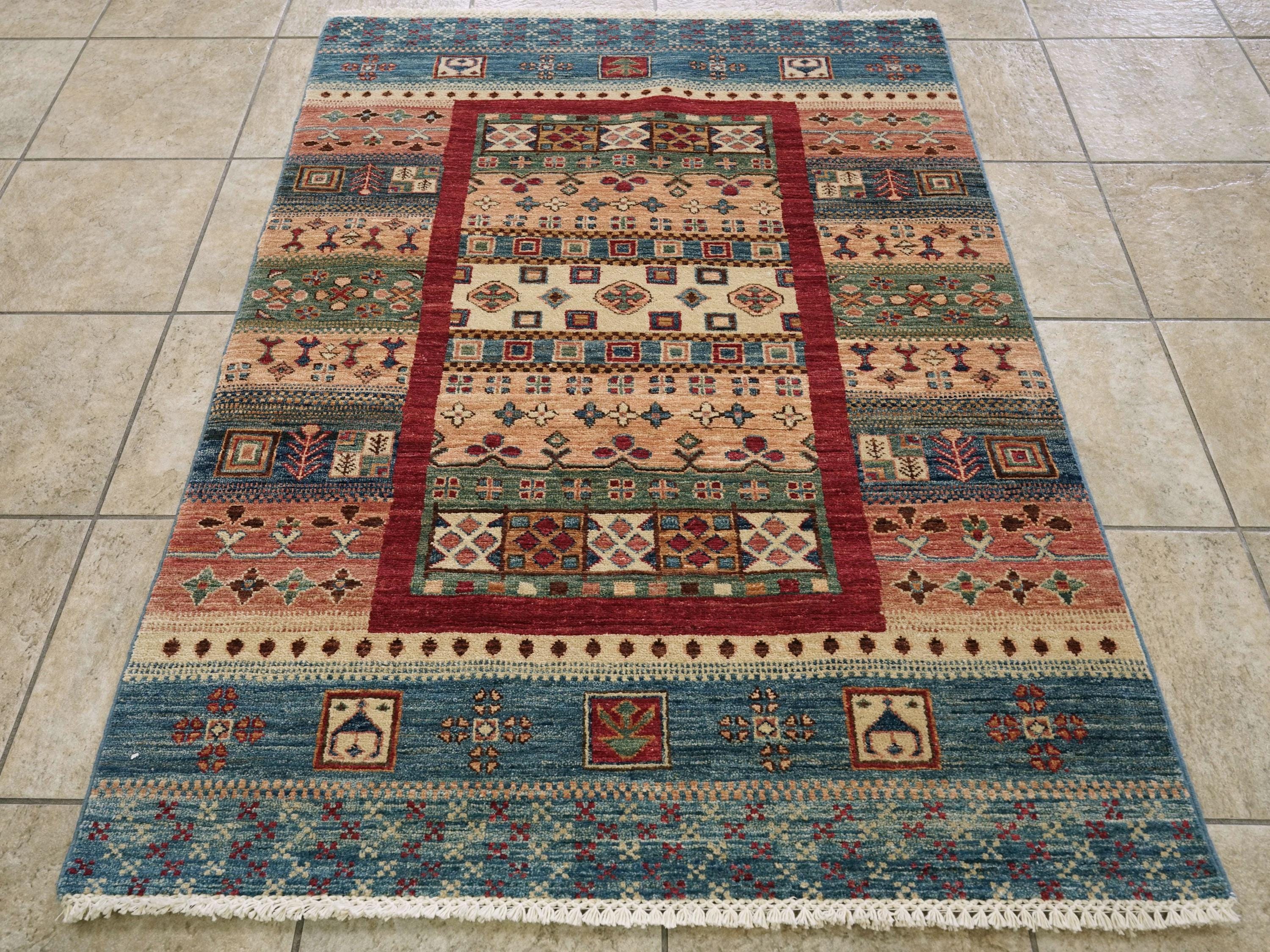3x5 Ft Gabbeh Rug - Hand Knotted Tribal Area Rug