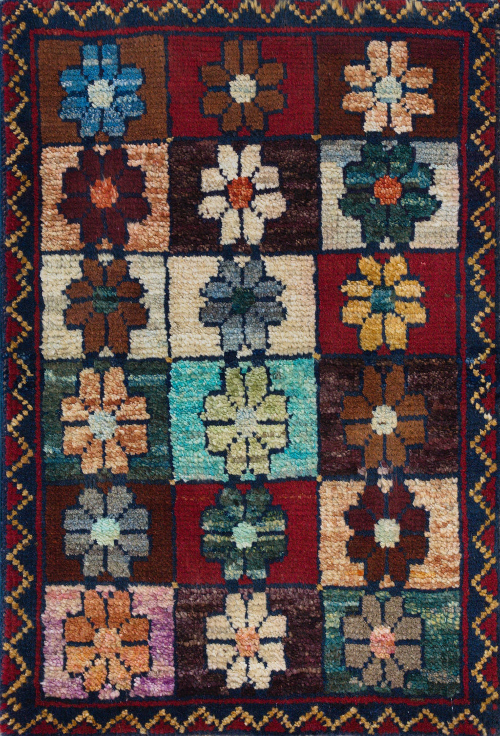 1x2 Ft Red & Blue Serapi Rug - Floral Accent Rug