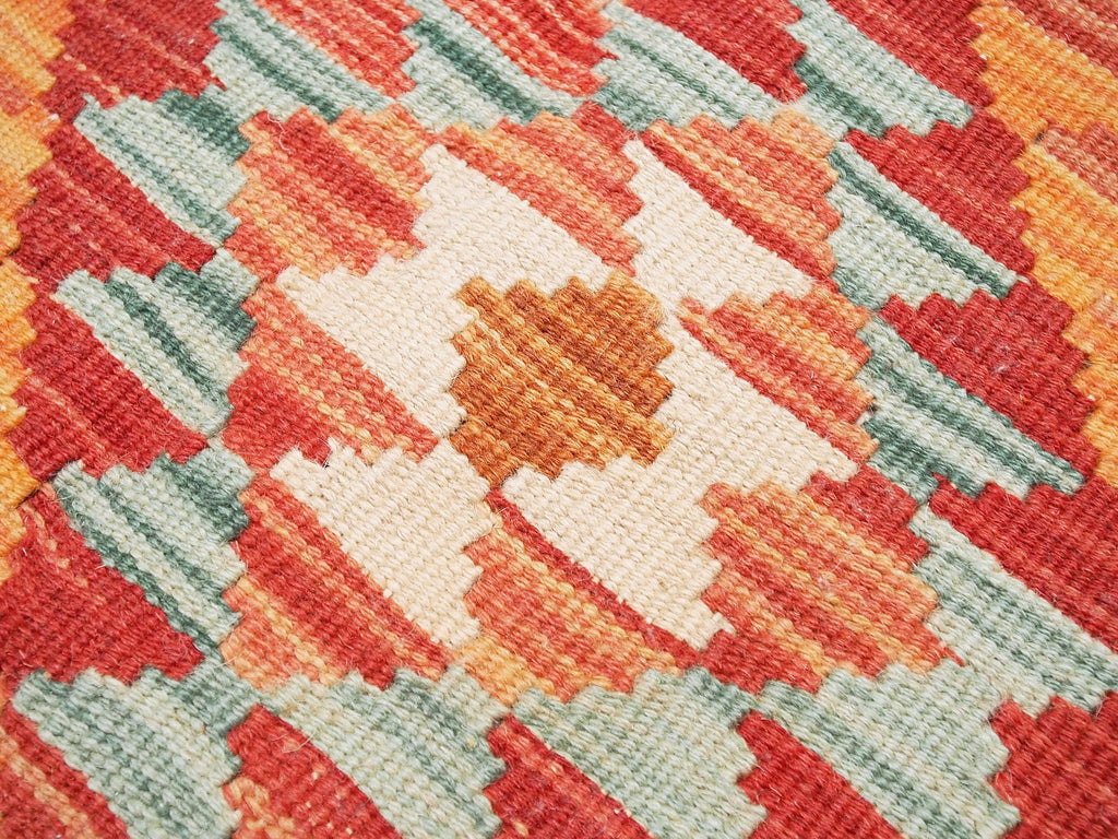 6x8 Ft Red Wool Kilim Rug - Flat Weave Afghan Rug