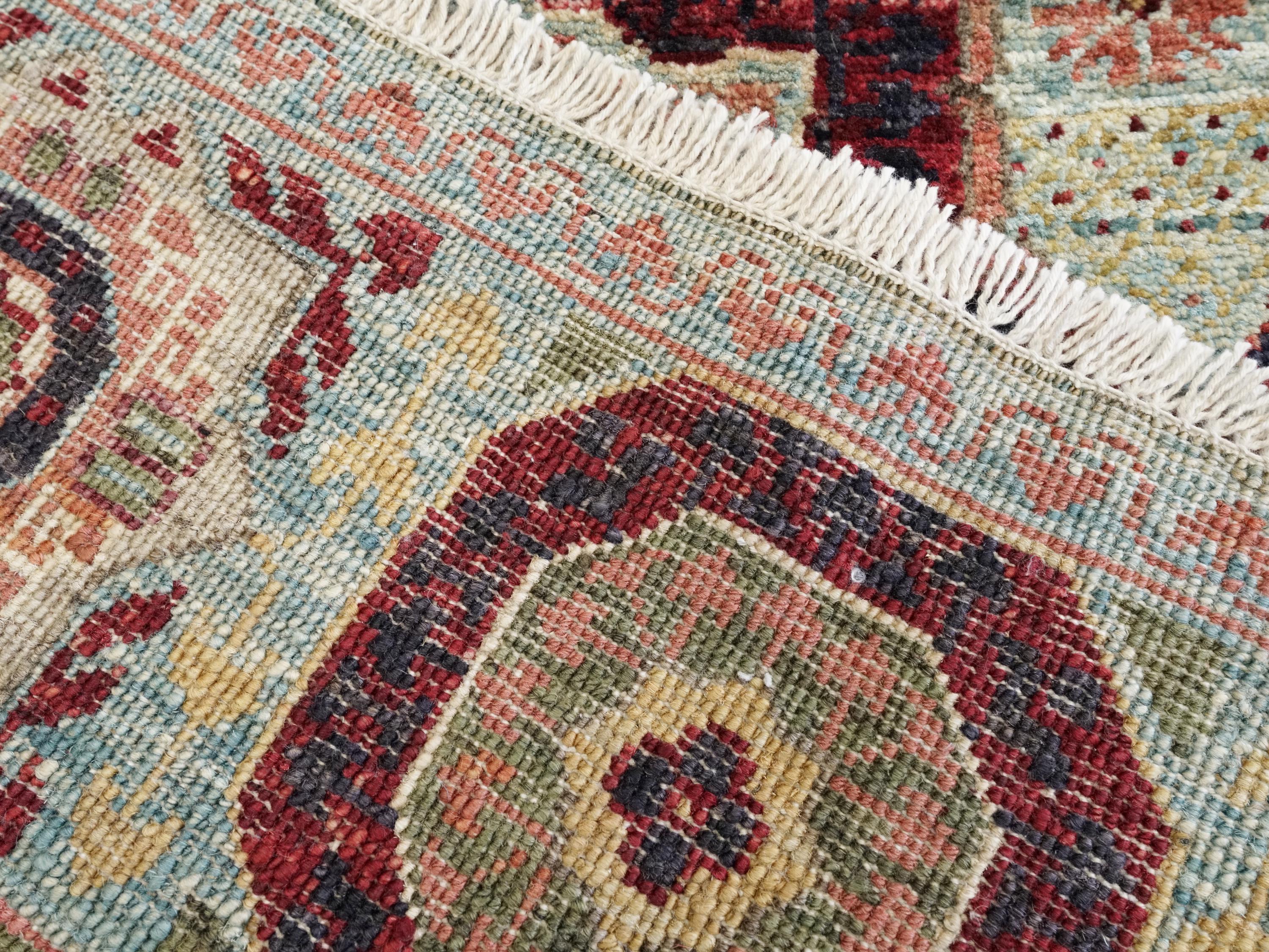 2x3 Ft Light Blue Mamluk Rug - Hand Knotted Ghazni Wool Accent Rug