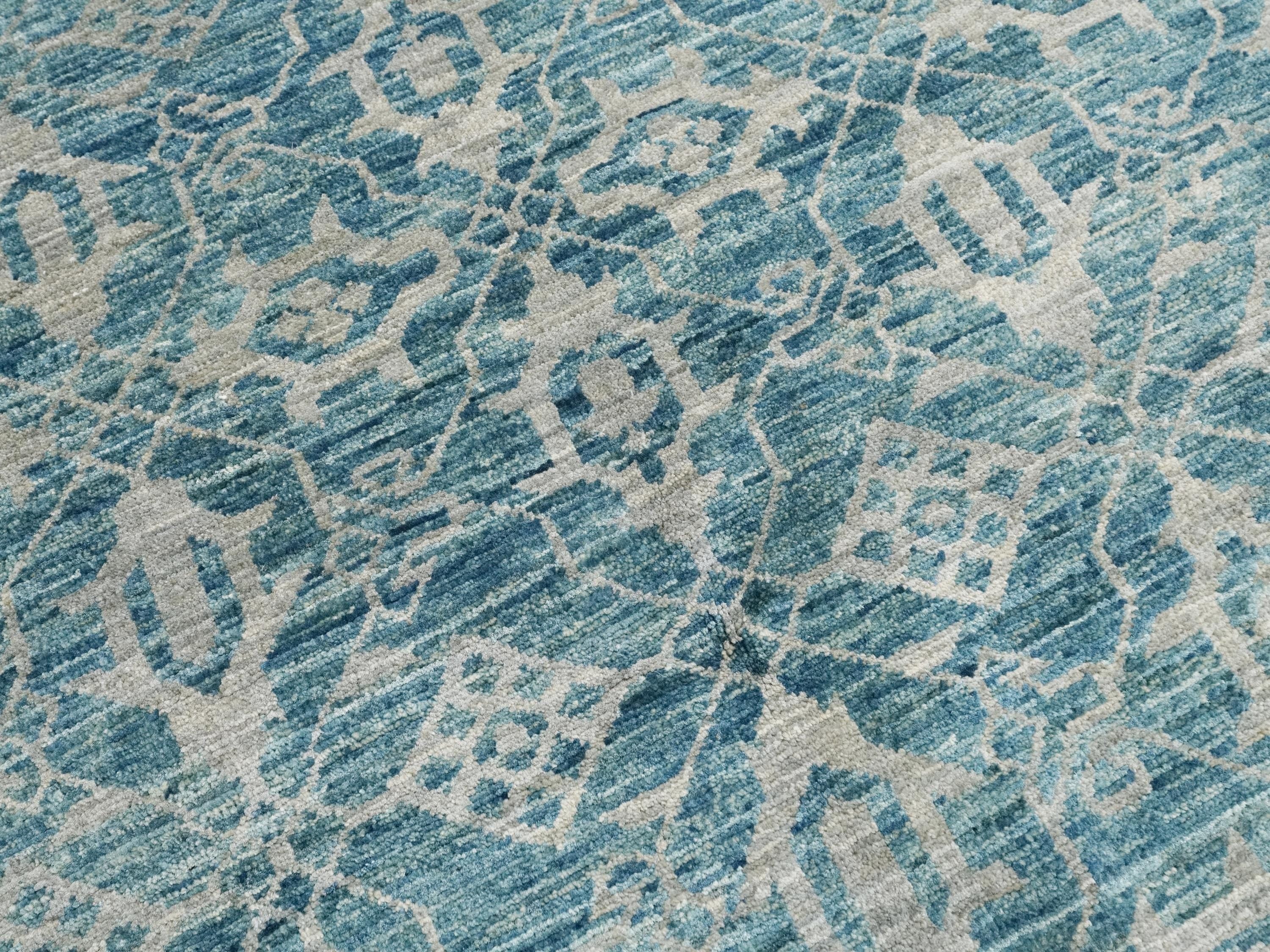 6x9 Ft Blue Heriz Rug - Hand Knotted Area Rug - Persian Design