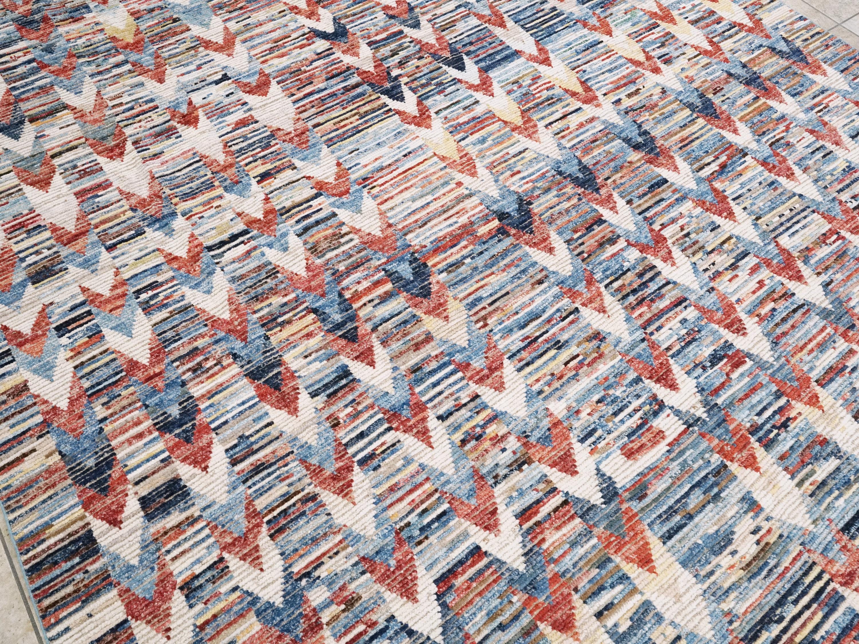 8x10 Ft Colorful Moroccan Rug -Afghan Handmade Wool Rug