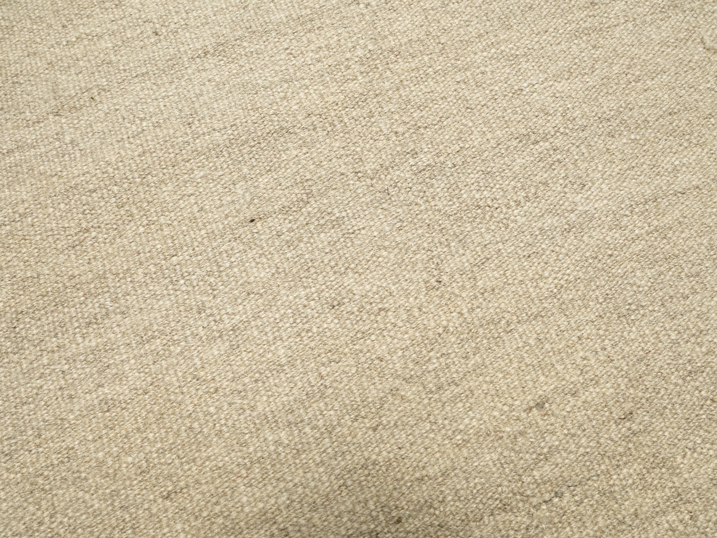 17 Ft Handmade Kilim Runner Rug: Beige Flat Weave Hallway Rug