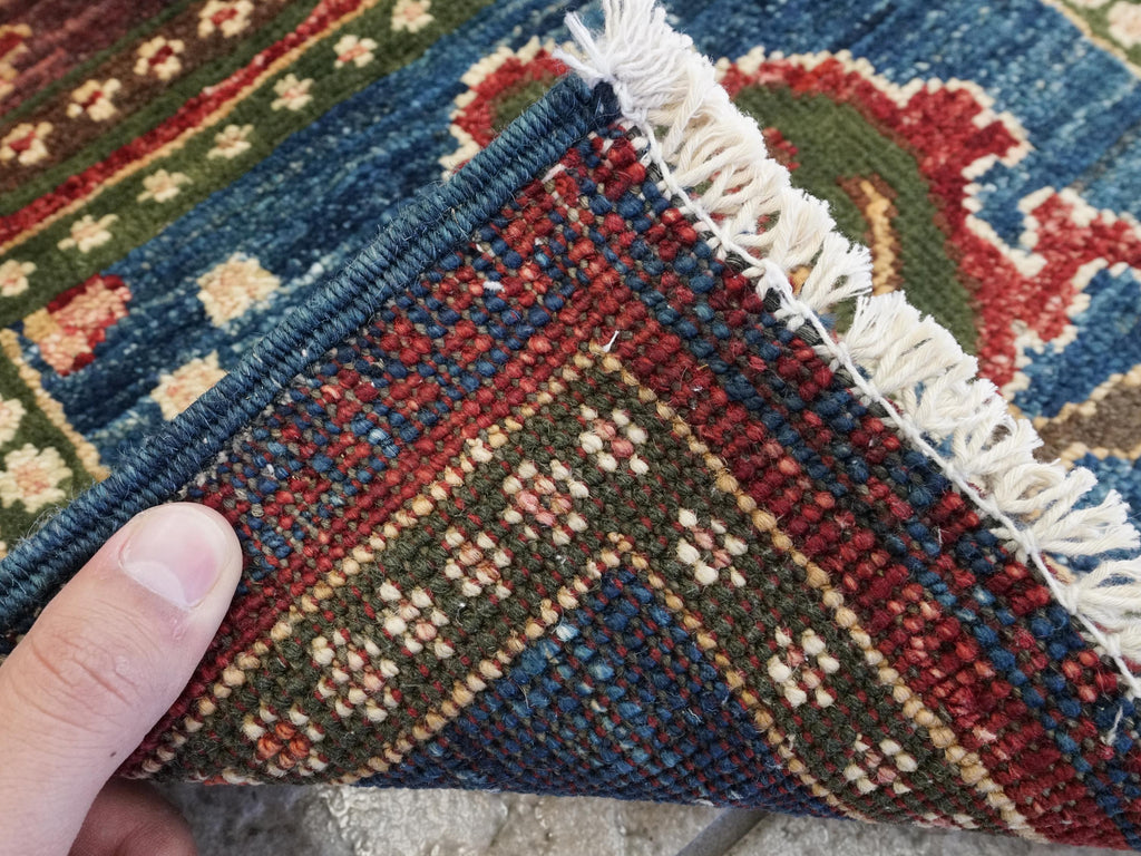 1x2 Ft Hand Knotted Brown Heriz Rug - Ghazni Wool Accent Rug