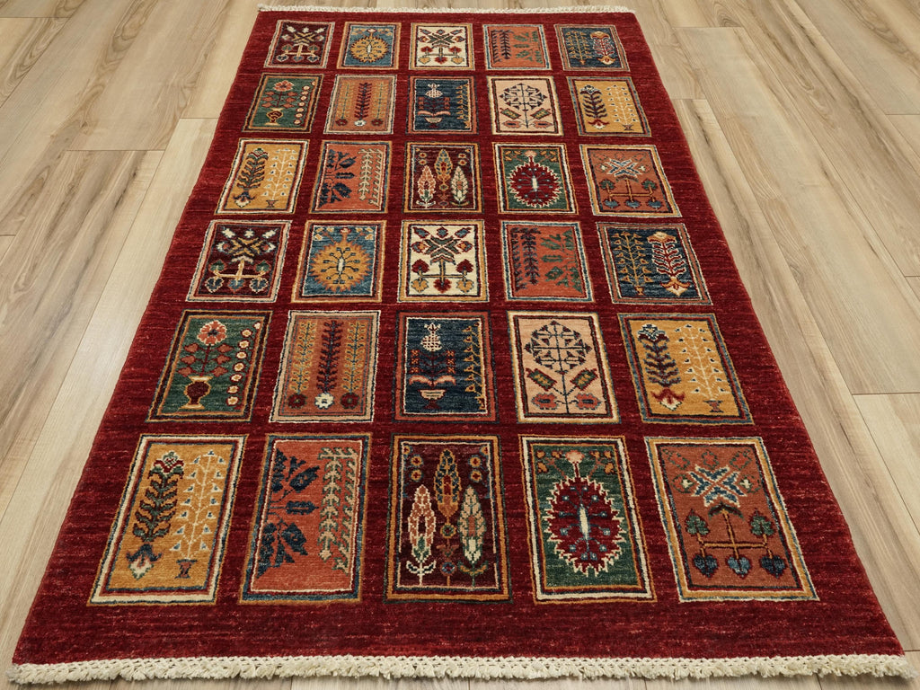 3x5 Ft Red Heriz Rug - Handmade Afghan Area Rug - Garden Design