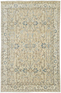6x9 Ft Hand Knotted Bidjar Rug - Beige & Blue Persian Antique