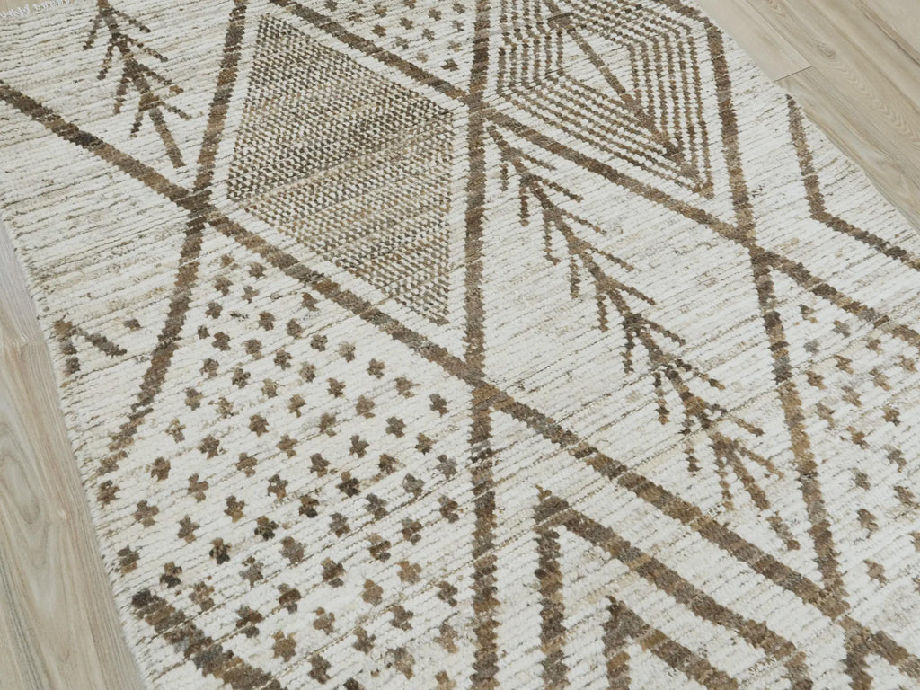 3x5 Ft Hand Knotted White Moroccan Rug - Afghan Tribal Rug