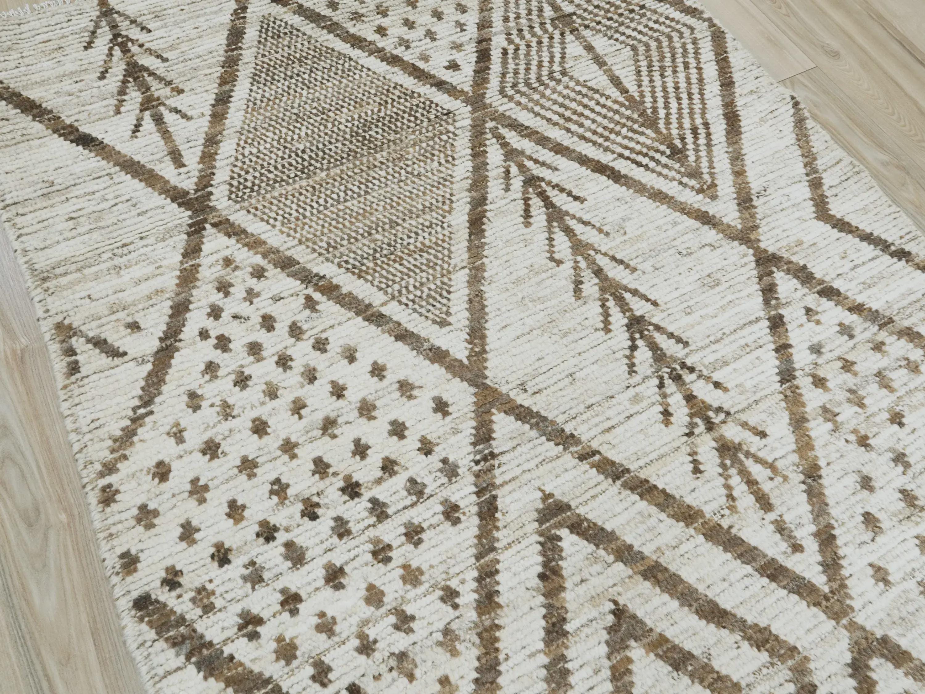 3x5 Ft Hand Knotted White Moroccan Rug - Afghan Tribal Rug