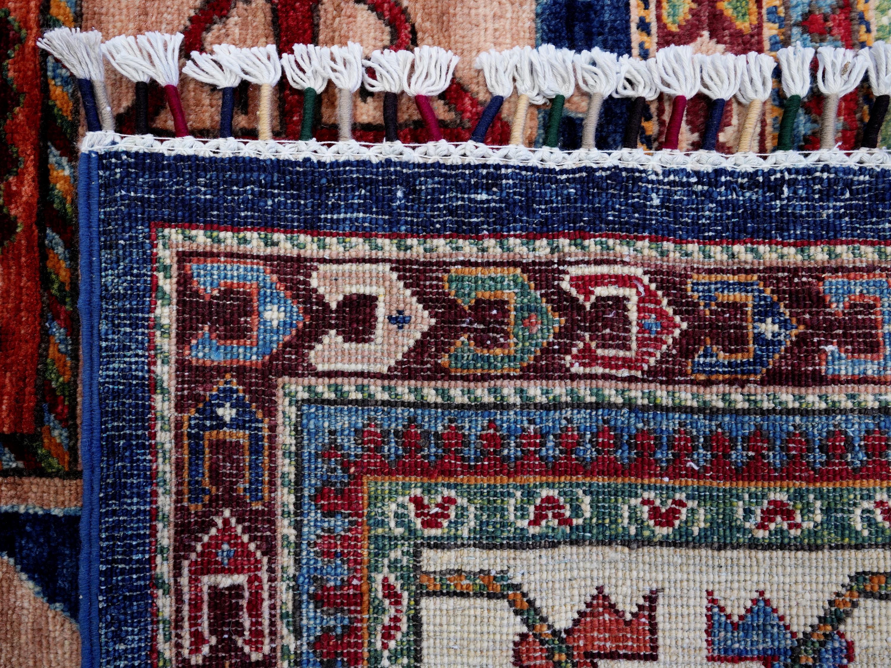 9x12 Ft Blue Kazak Rug - Afghan Oriental Area Rug - Persian Design
