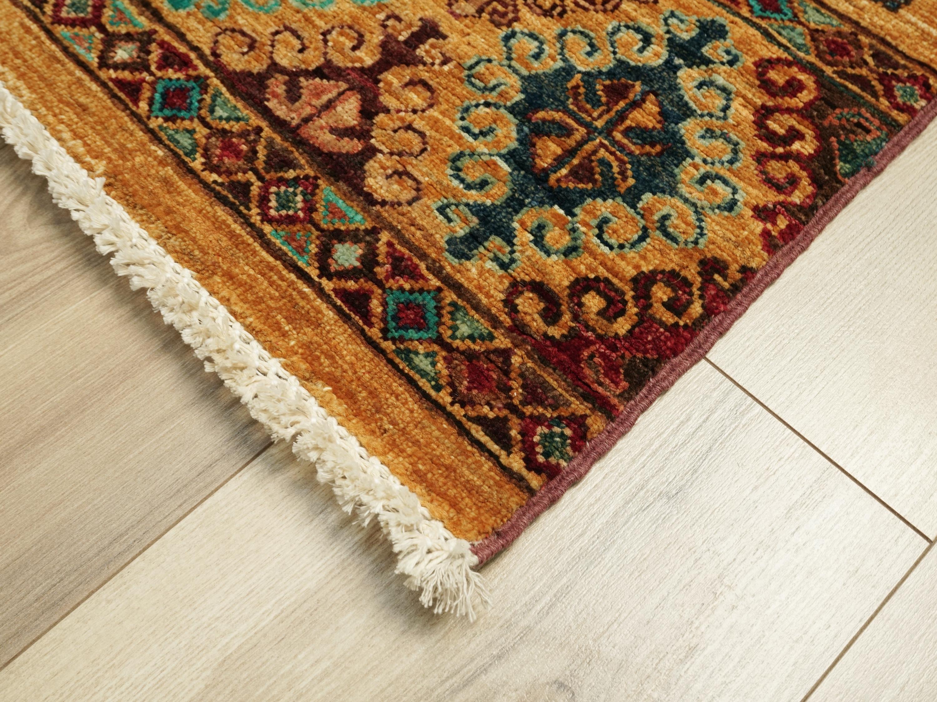 3x4 Ft Orange Khorjin Rug - Afghan Handmade Wool Rug