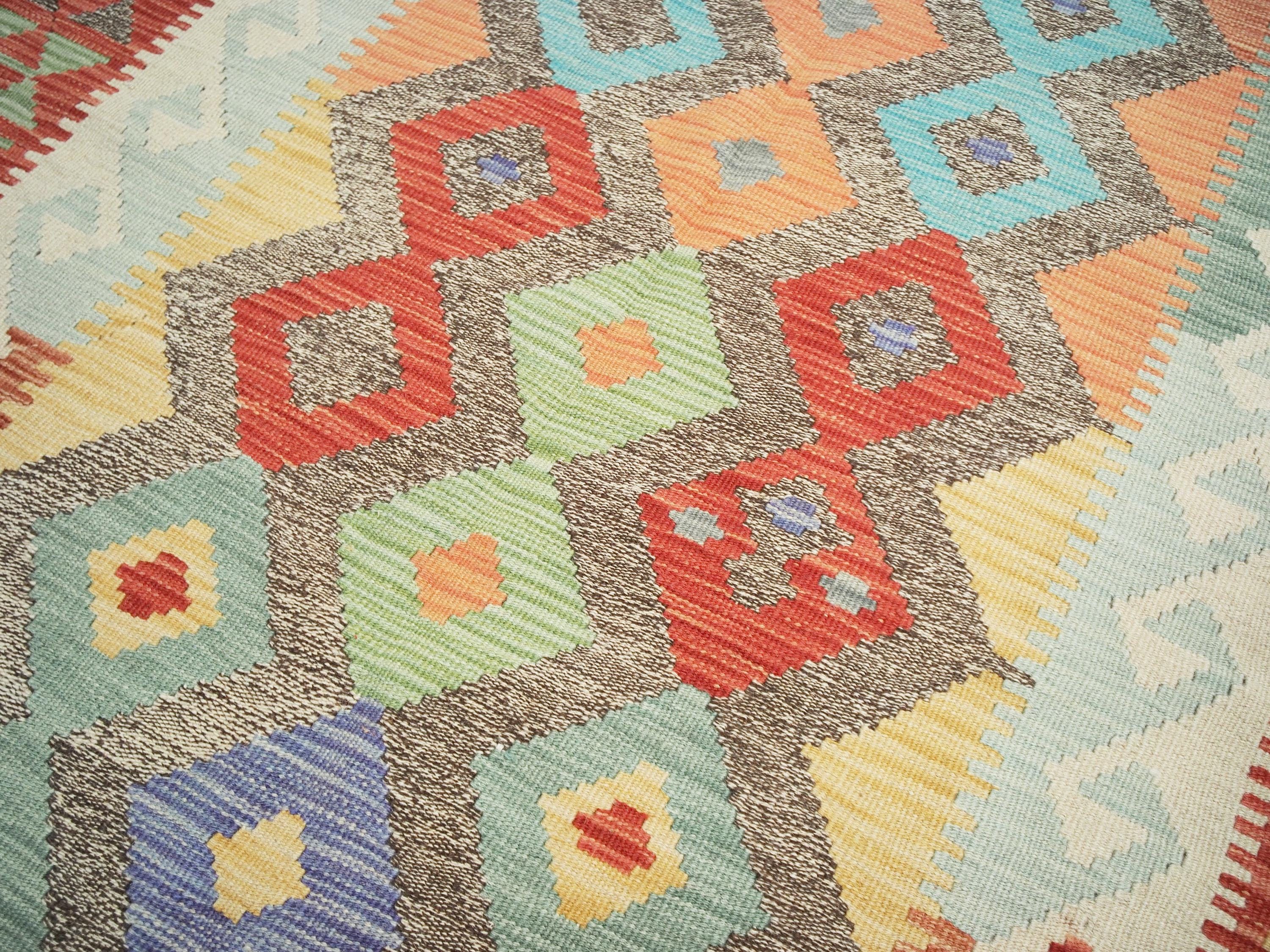 5x8 Ft Red Maimana Kilim Rug - Flat Weave Afghan Rug