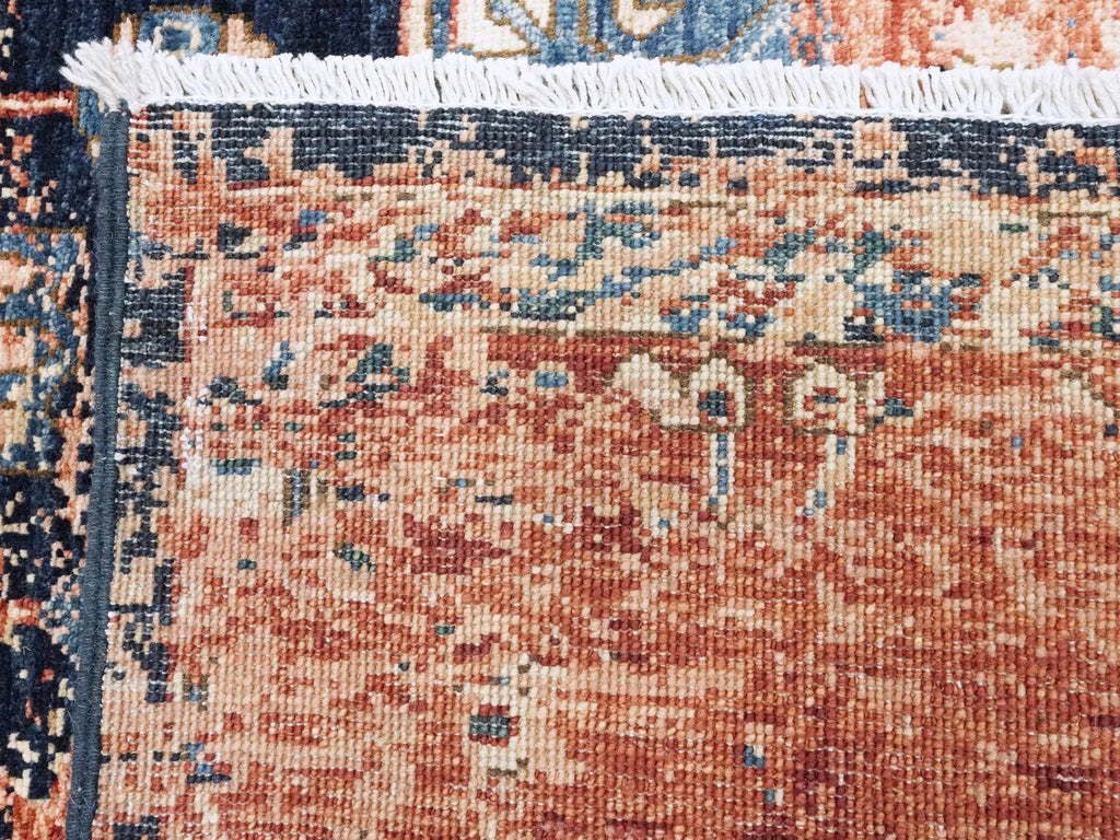9x12 Ft Red & Blue Heriz Rug - Hand Knotted Transitional Rug