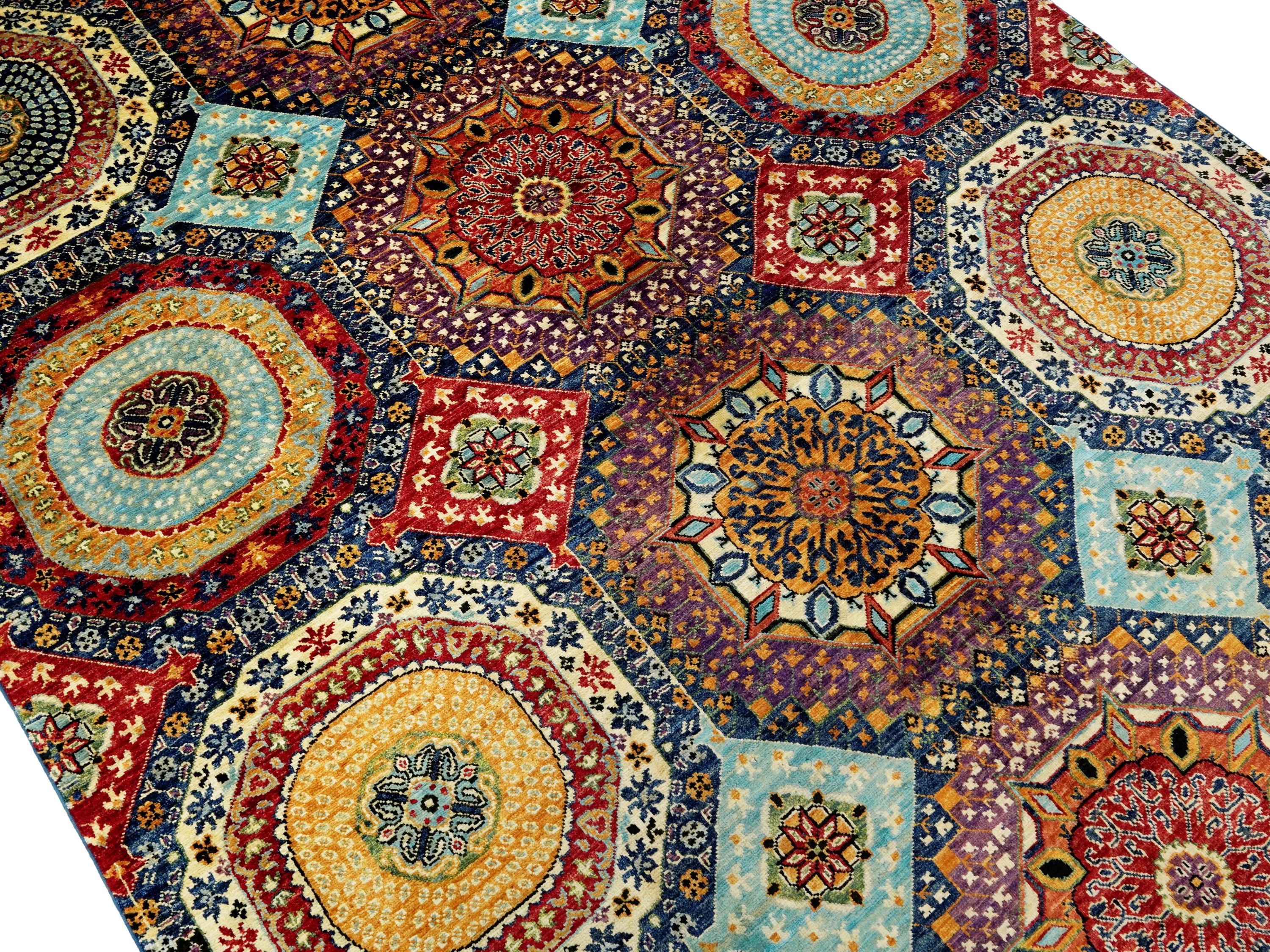 7x10 Ft Colorful Mamluk Rug - Hand Knotted Afghan Rug