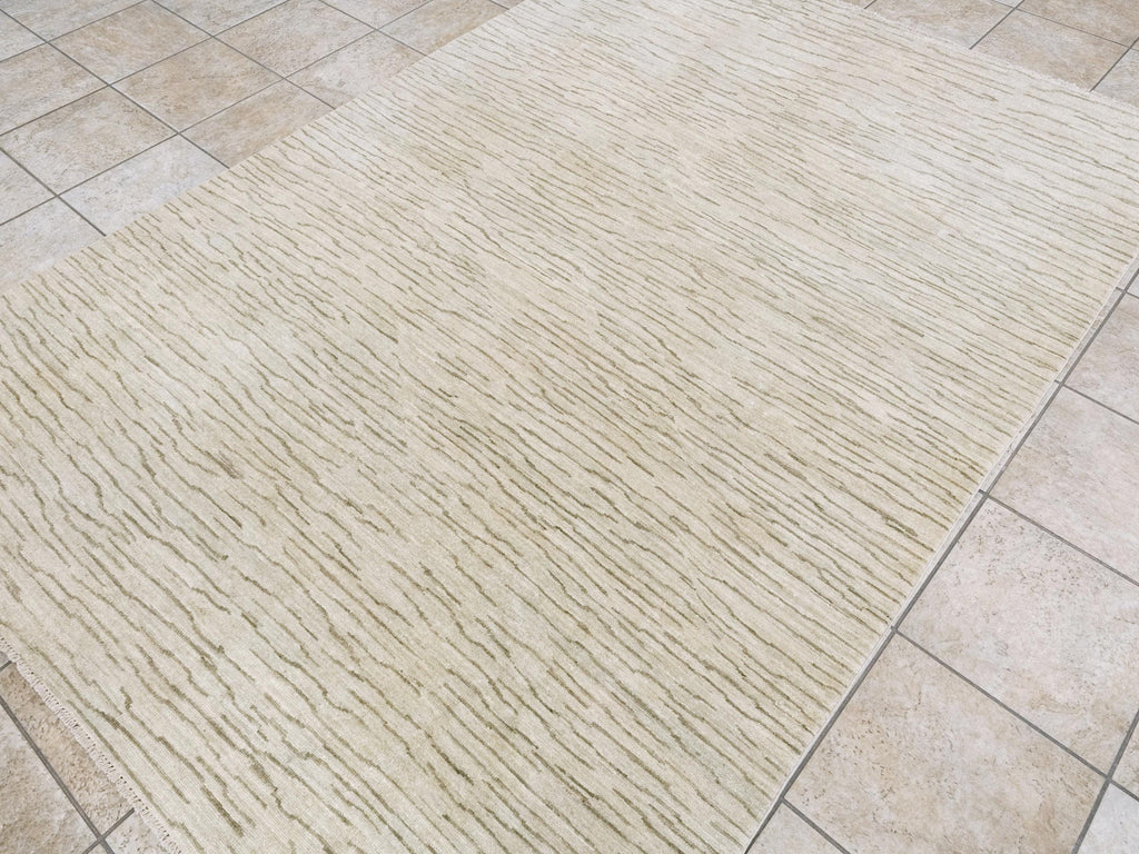 6x9 Ft Beige Gabbeh Rug - Afghan Wool Area Rug - Contemporary Design