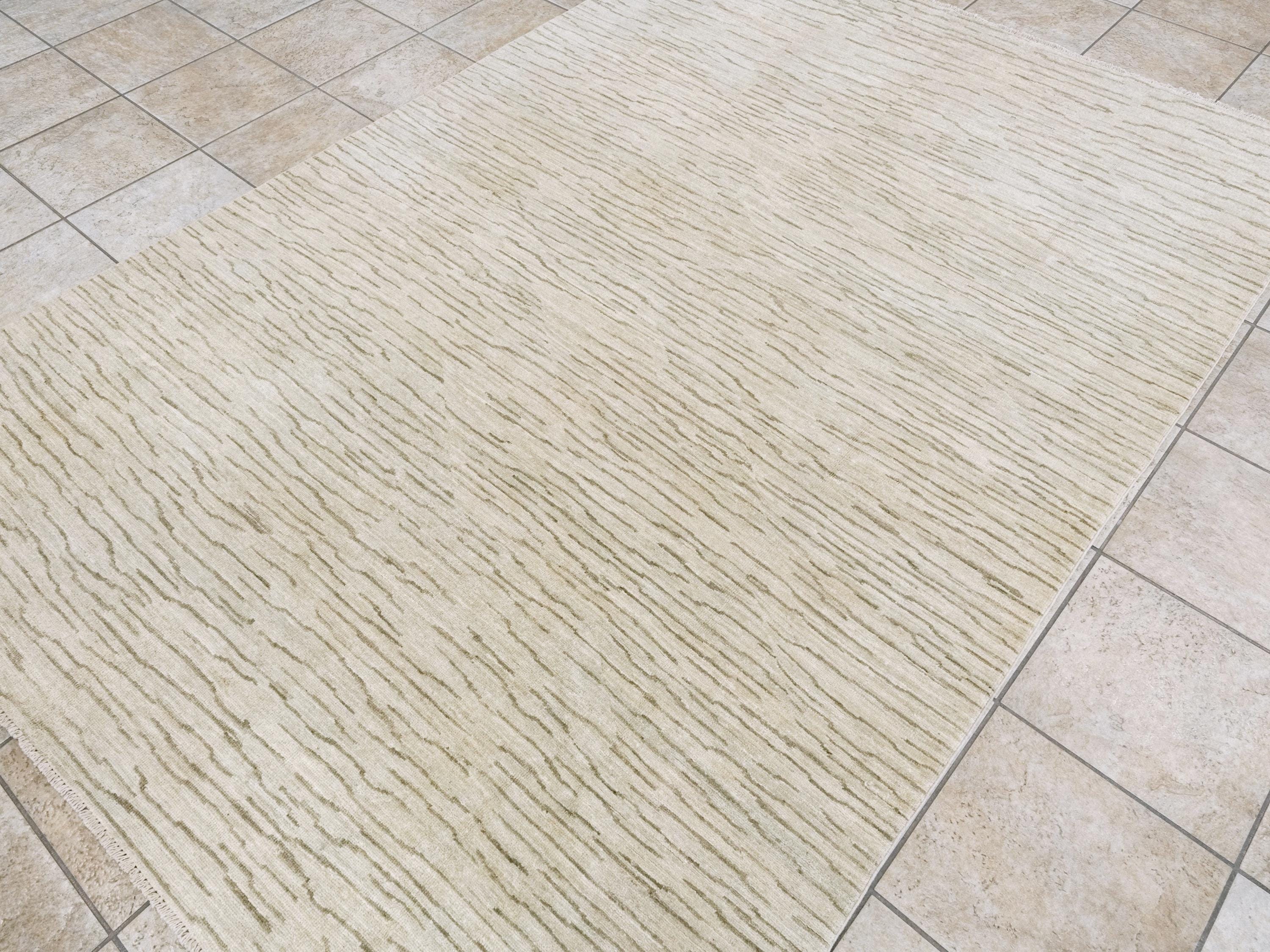 6x9 Ft Beige Gabbeh Rug - Afghan Wool Area Rug - Contemporary Design