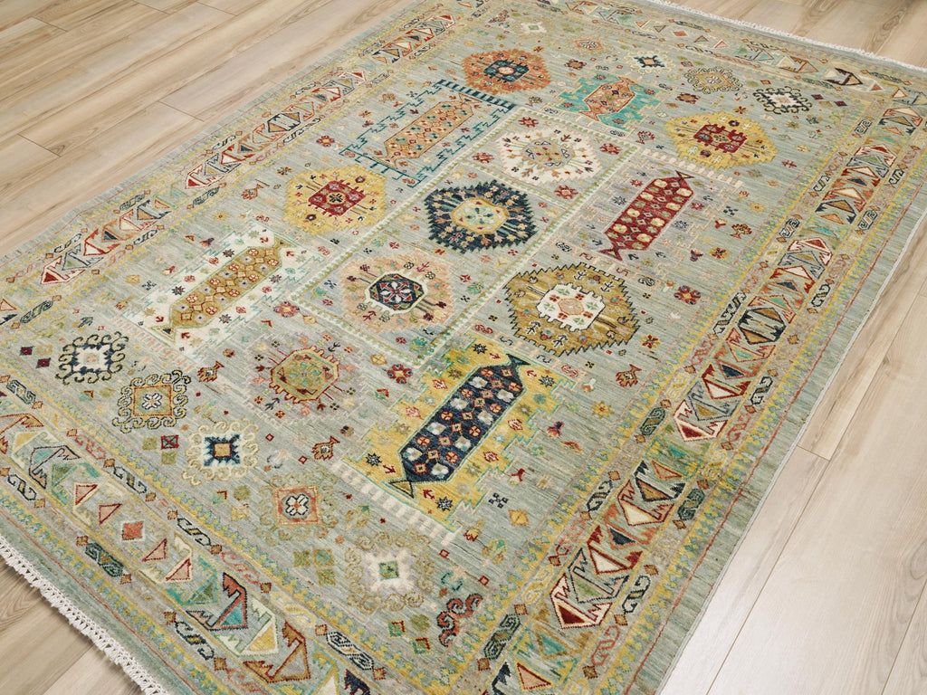 6x8 Ft Light Green Bidjar Rug - Hand Knotted Wool Persian Rug