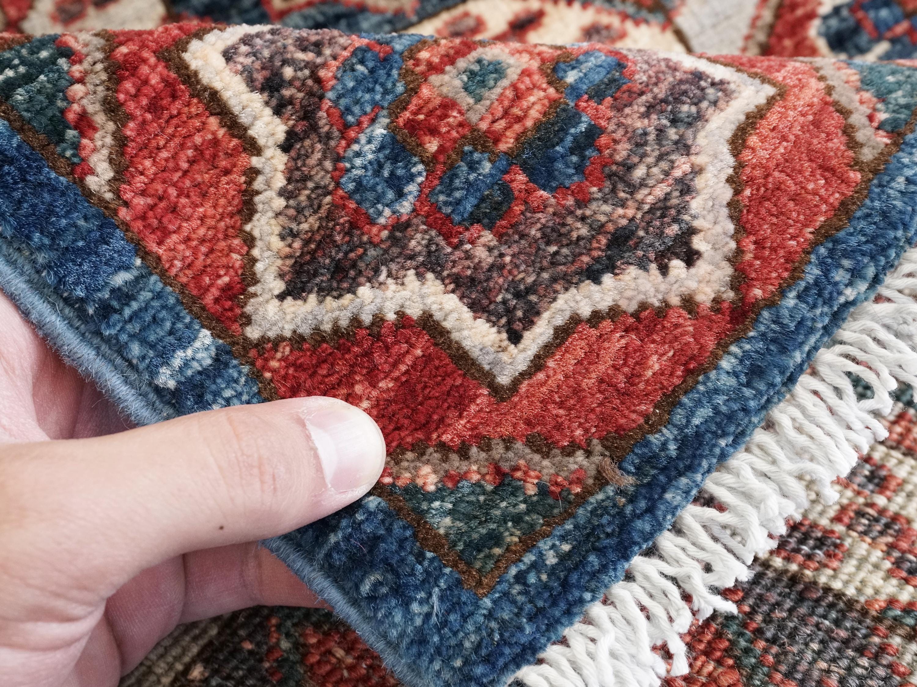 2x5 Ft Blue Mamluk Rug - Hand Knotted Ghazni Wool Runner