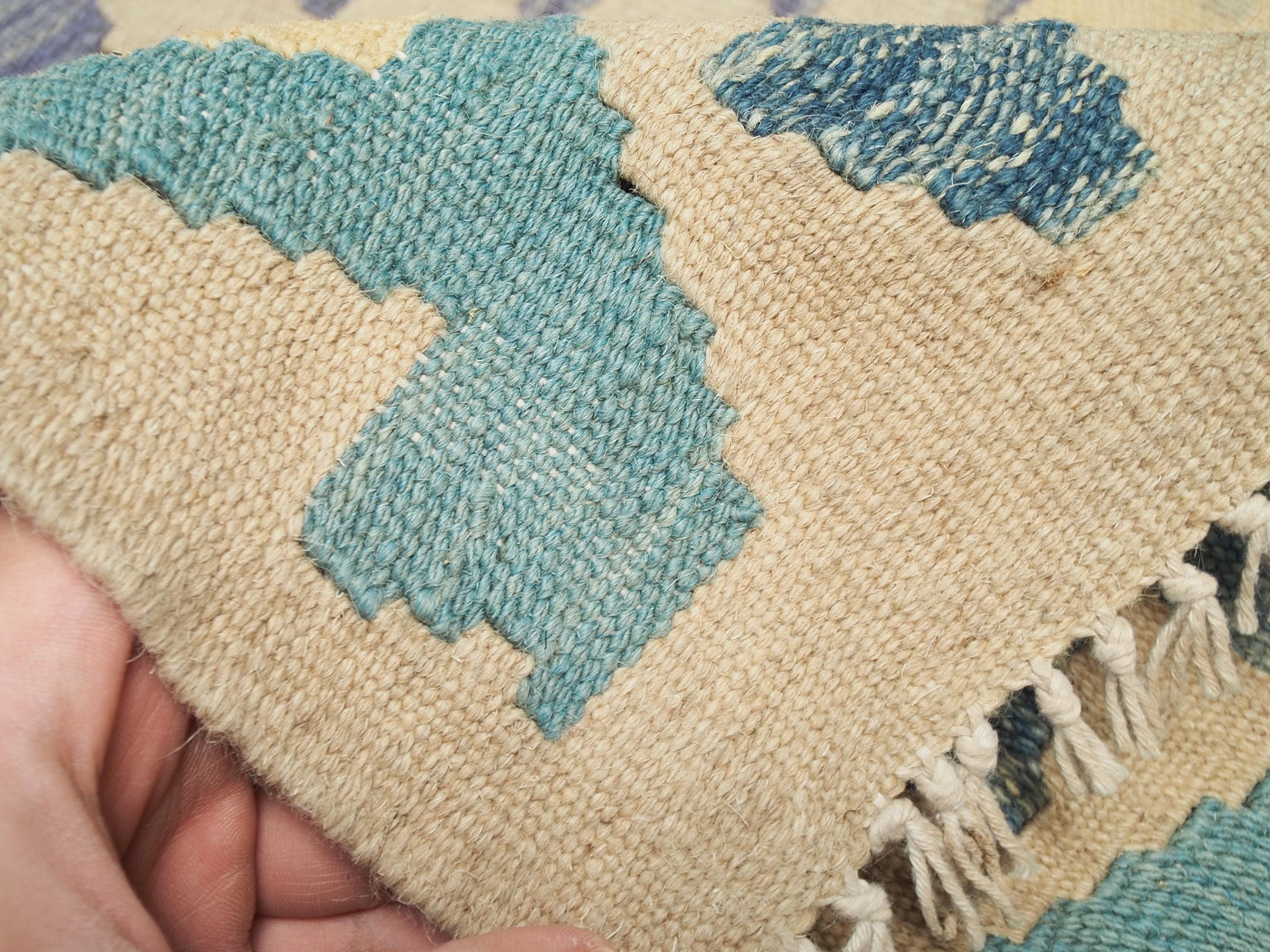 5x7 Ft Red & Blue Kilim Rug - Flat Weave Tribal Rug