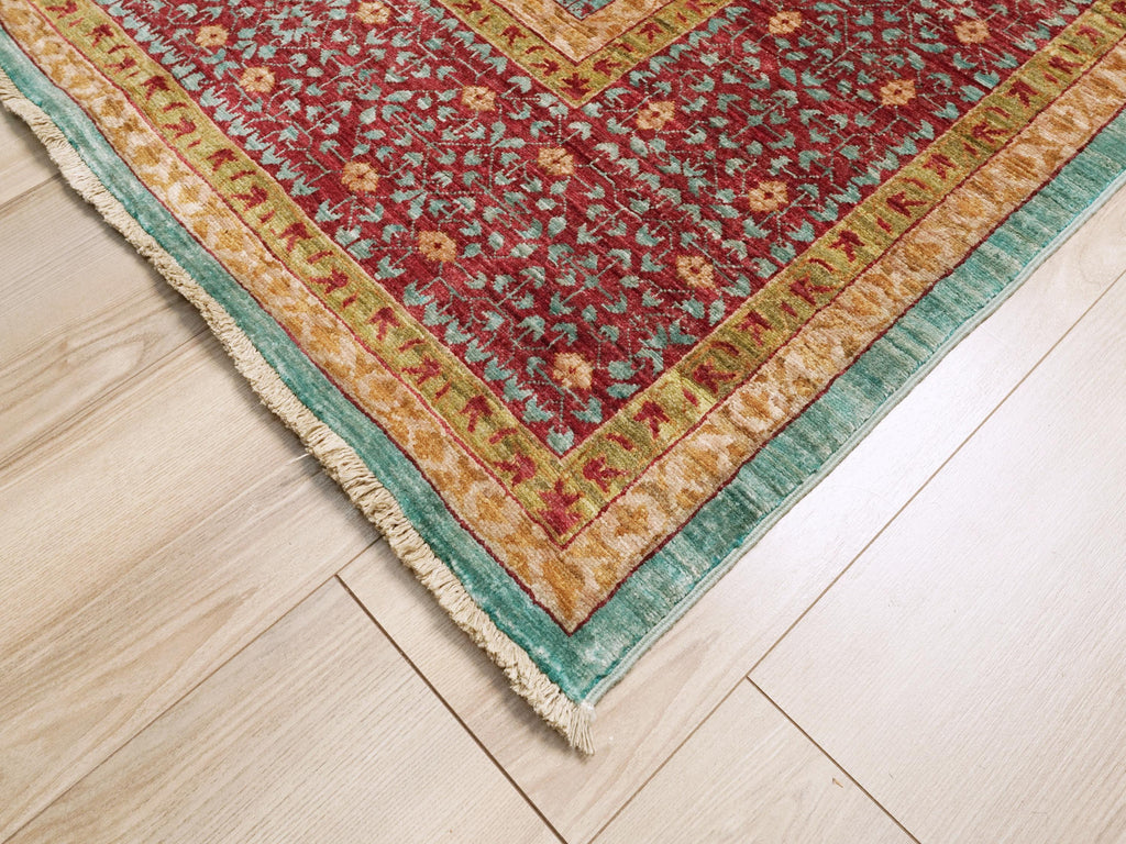 7x10 Ft Blue & Red Mamluk Rug - Afghan Oriental Wool Rug