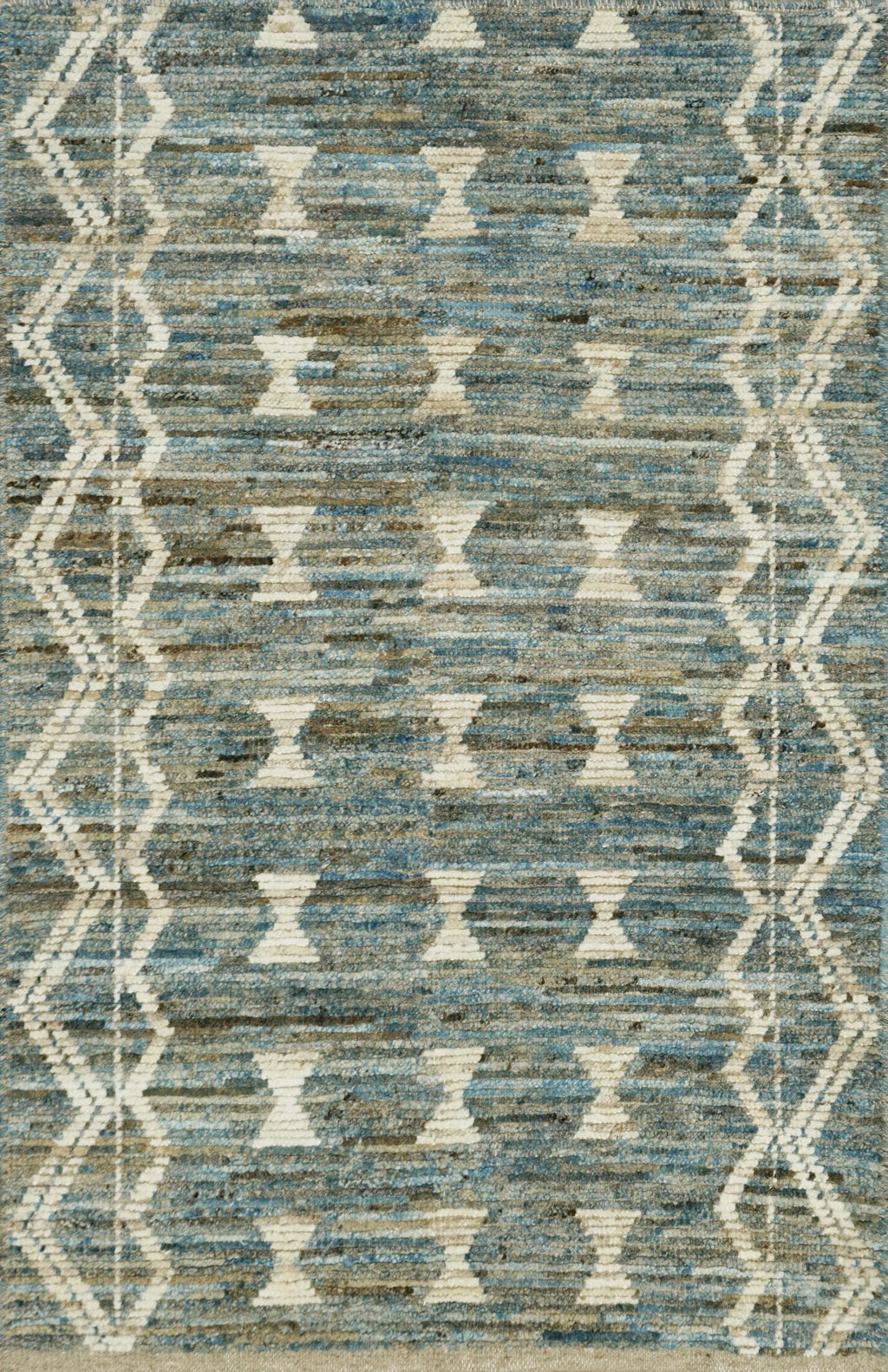 3x5 Ft Blue Moroccan Wool Rug - Hand Knotted Area Rug