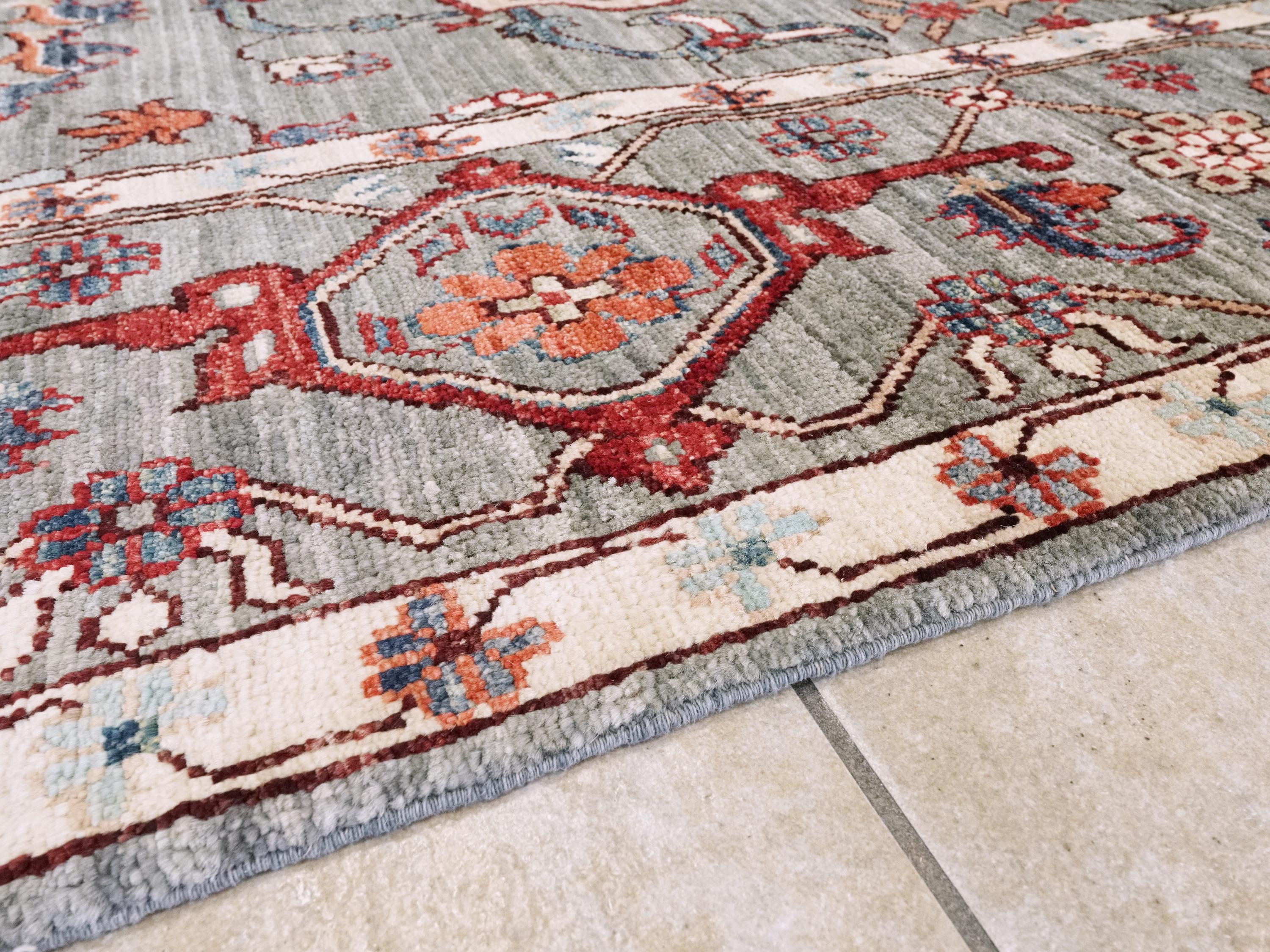 9x12 Ft Gray Serapi Rug - Hand Knotted Afghan Oriental Rug