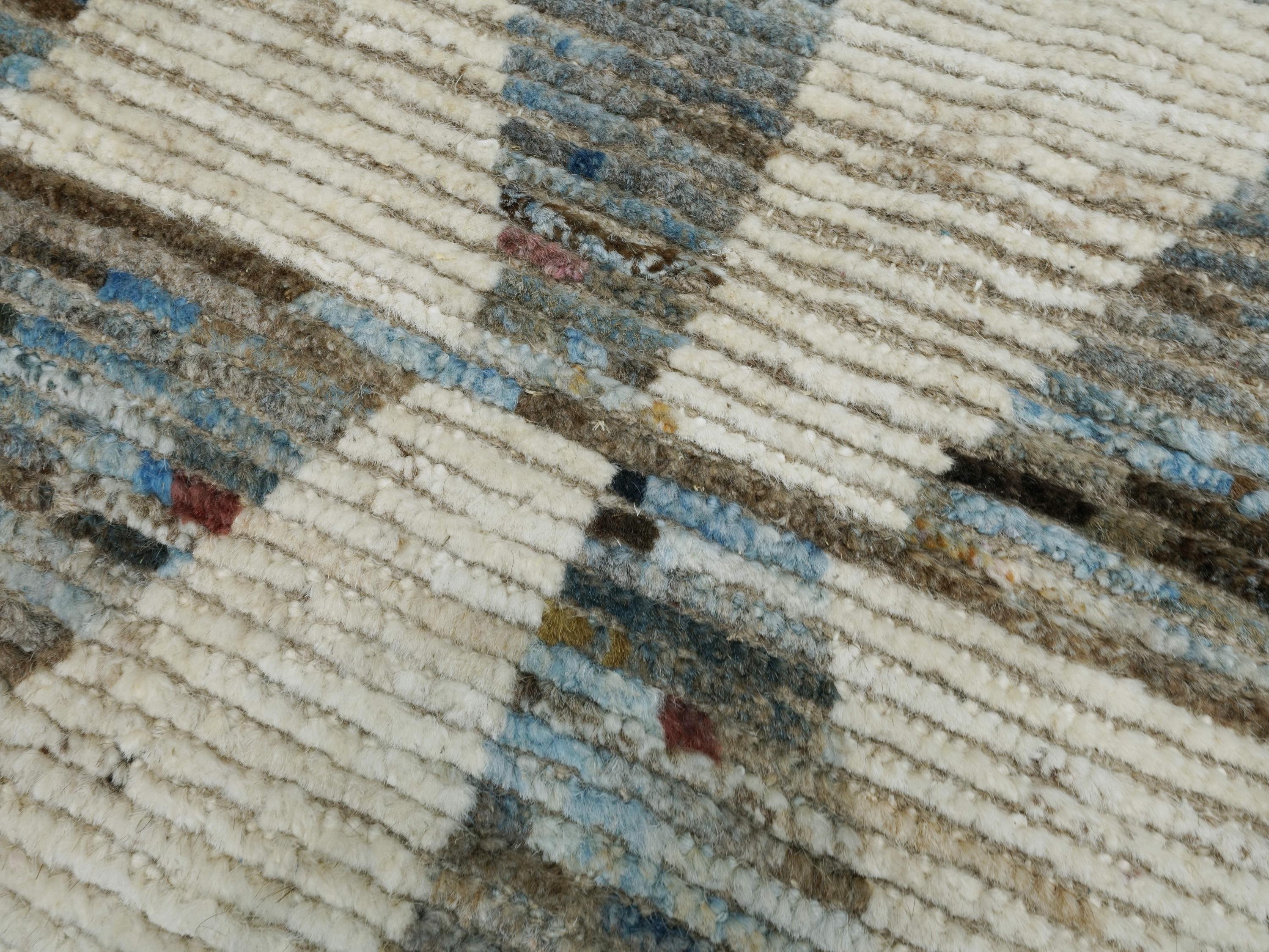 3x5 Ft Blue & White Moroccan Rug - Hand Knotted Area Rug
