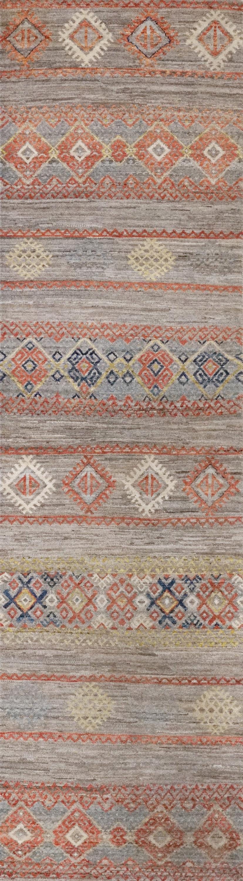 10 Ft Brown Khorjin Runner Rug - Handmade Wool Tribal Rug