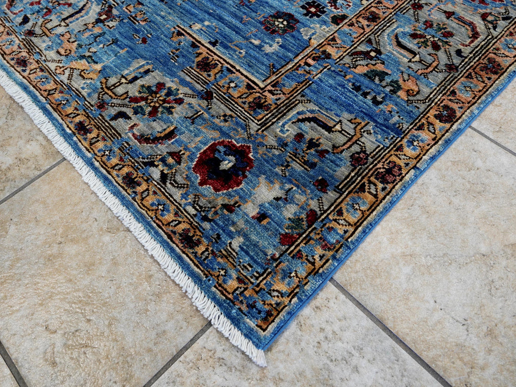 6x9 Ft Blue Serapi Rug - Traditional Wool Rug - Broken Design