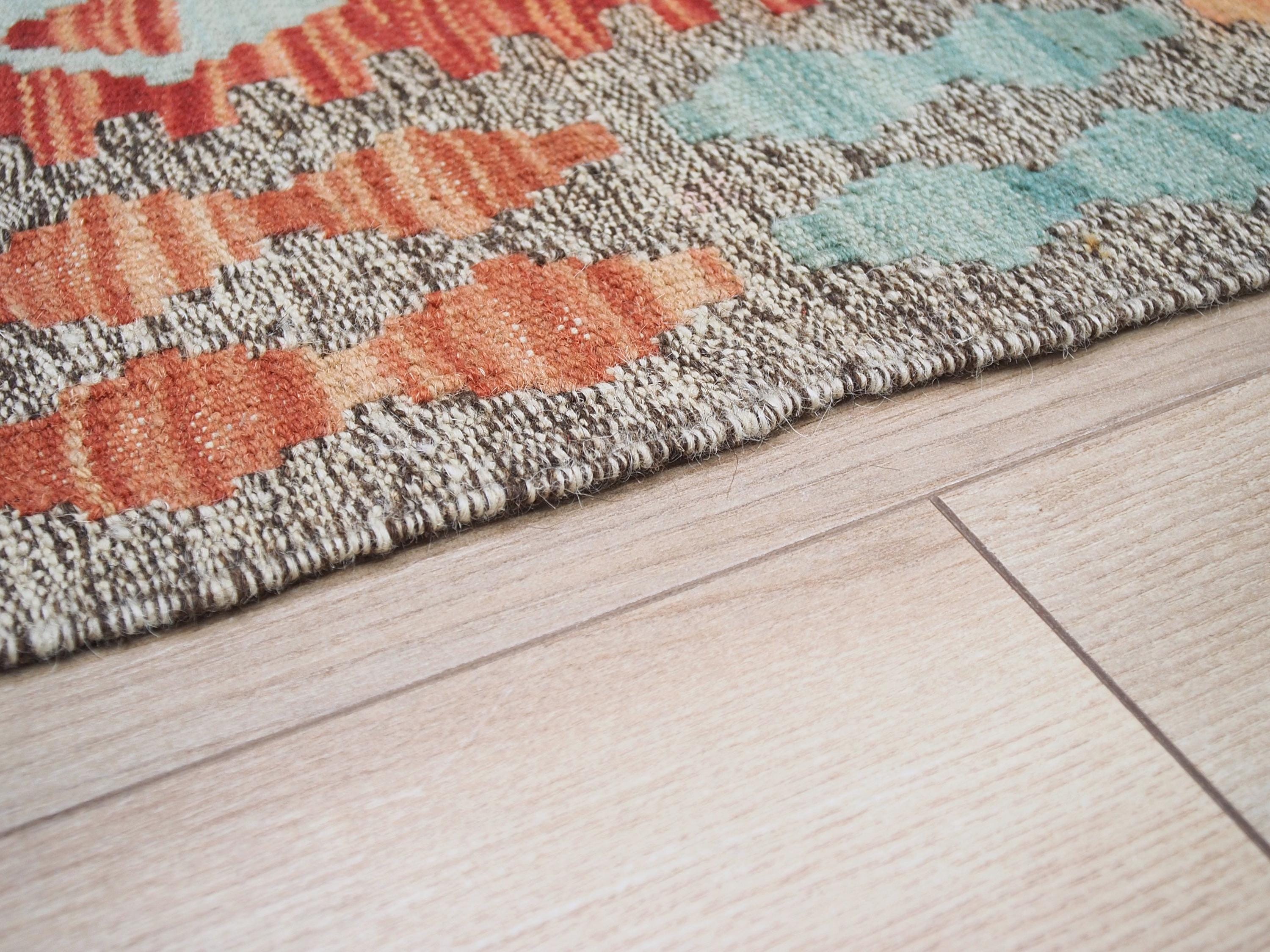 5x6 Ft Cyan Tribal Kilim Rug - Flat Weave Scandinavian Rug