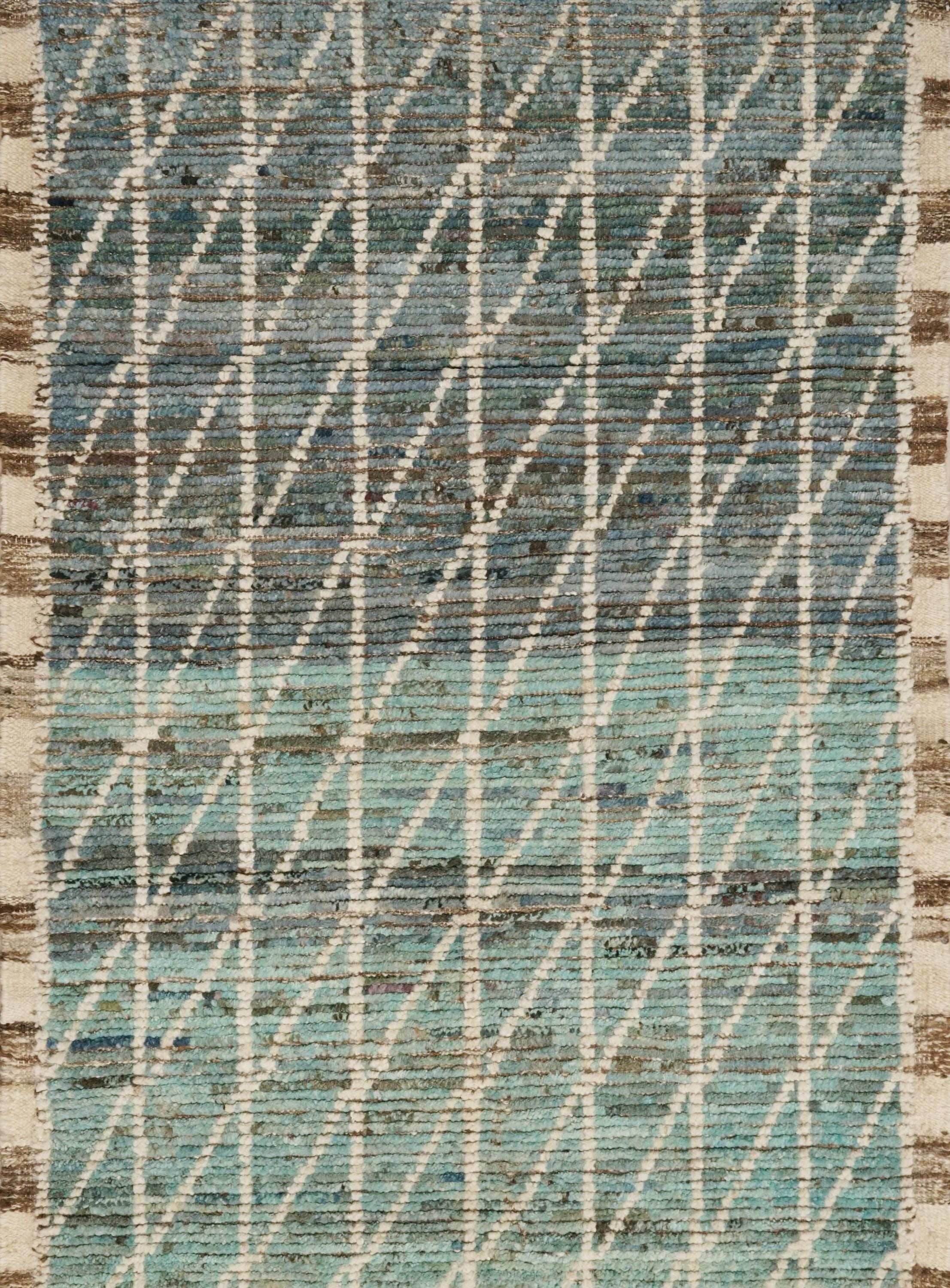 3x5 Ft Blue Moroccan Wool Rug - Hand Knotted Area Rug