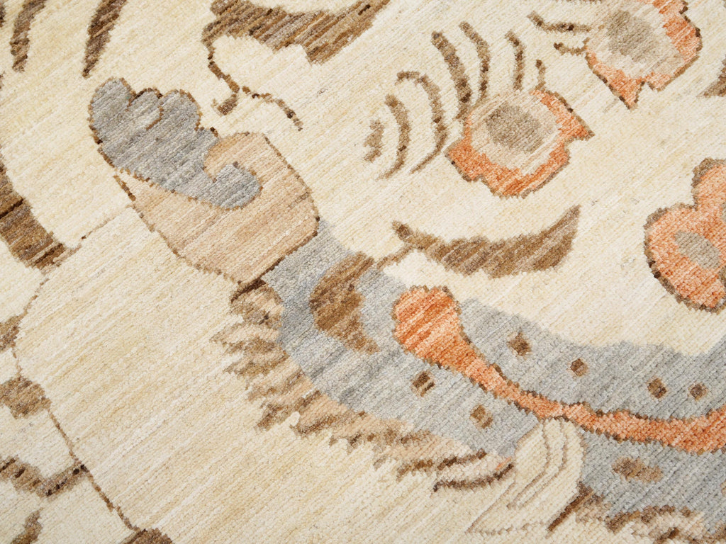 4x6 Ft Beige Tiger Rug - Hand Knotted Oriental Rug