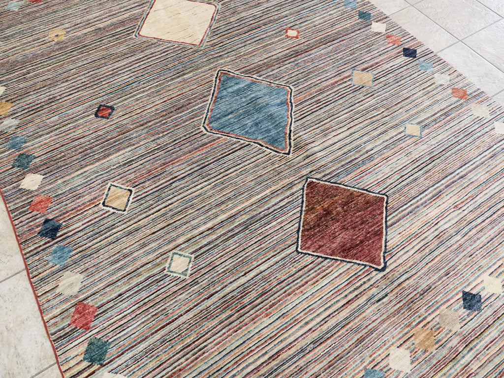 7x10 Ft Hand Knotted Gabbeh Rug - Colorful Area Rug