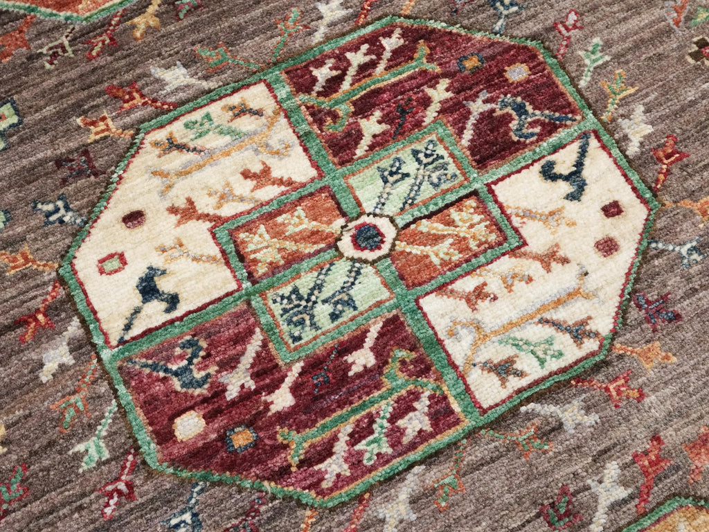 4x5 Ft Brown Ersari Rug - Hand Knotted Oriental Rug - Turkmen Design