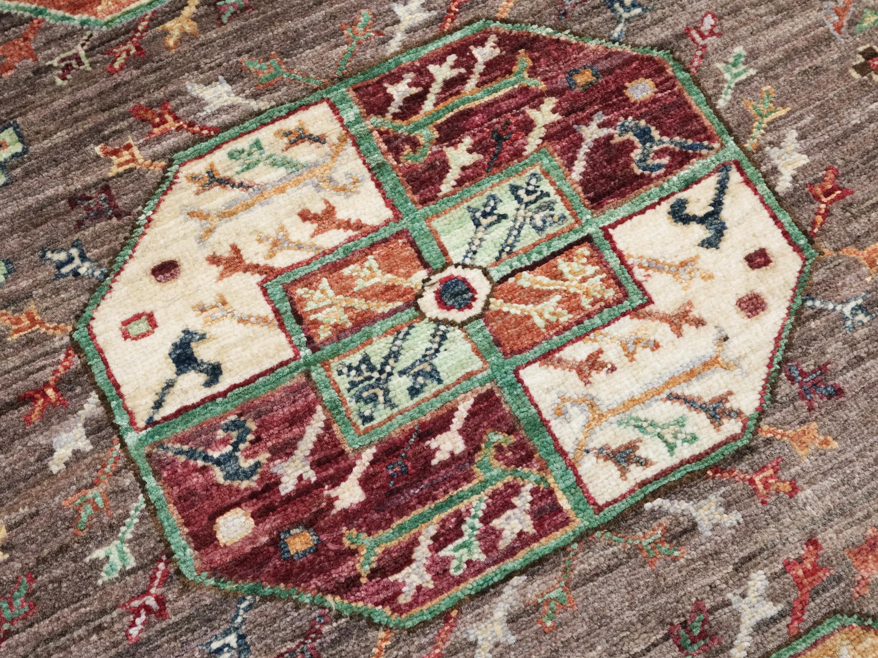 4x5 Ft Brown Ersari Rug - Hand Knotted Oriental Rug - Turkmen Design