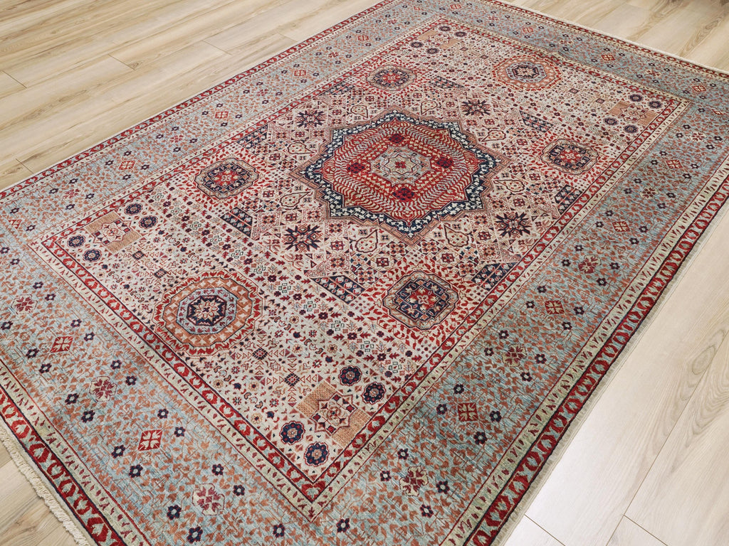 6x9 Ft Red Mamluk Rug - Hand Knotted Oriental Rug