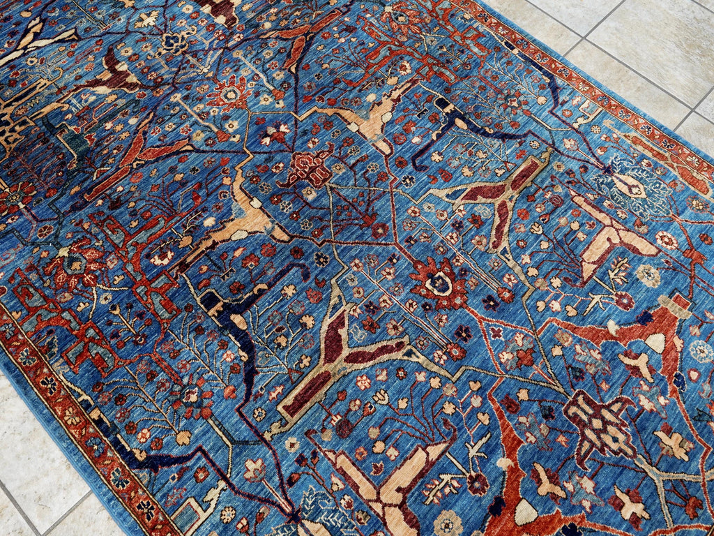 5x7 Ft Blue Serapi Rug - Hand Knotted Oriental Rug - Persian Design