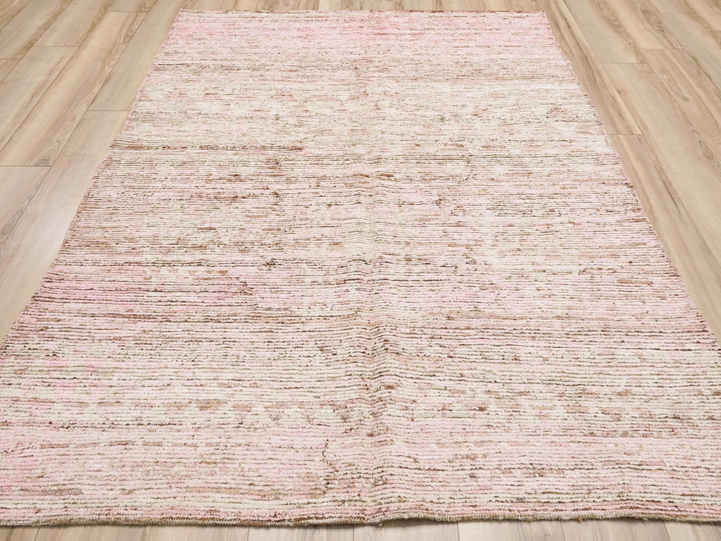 6x8 Ft Pink Moroccan Wool Rug - Hand-Knotted Area Rug
