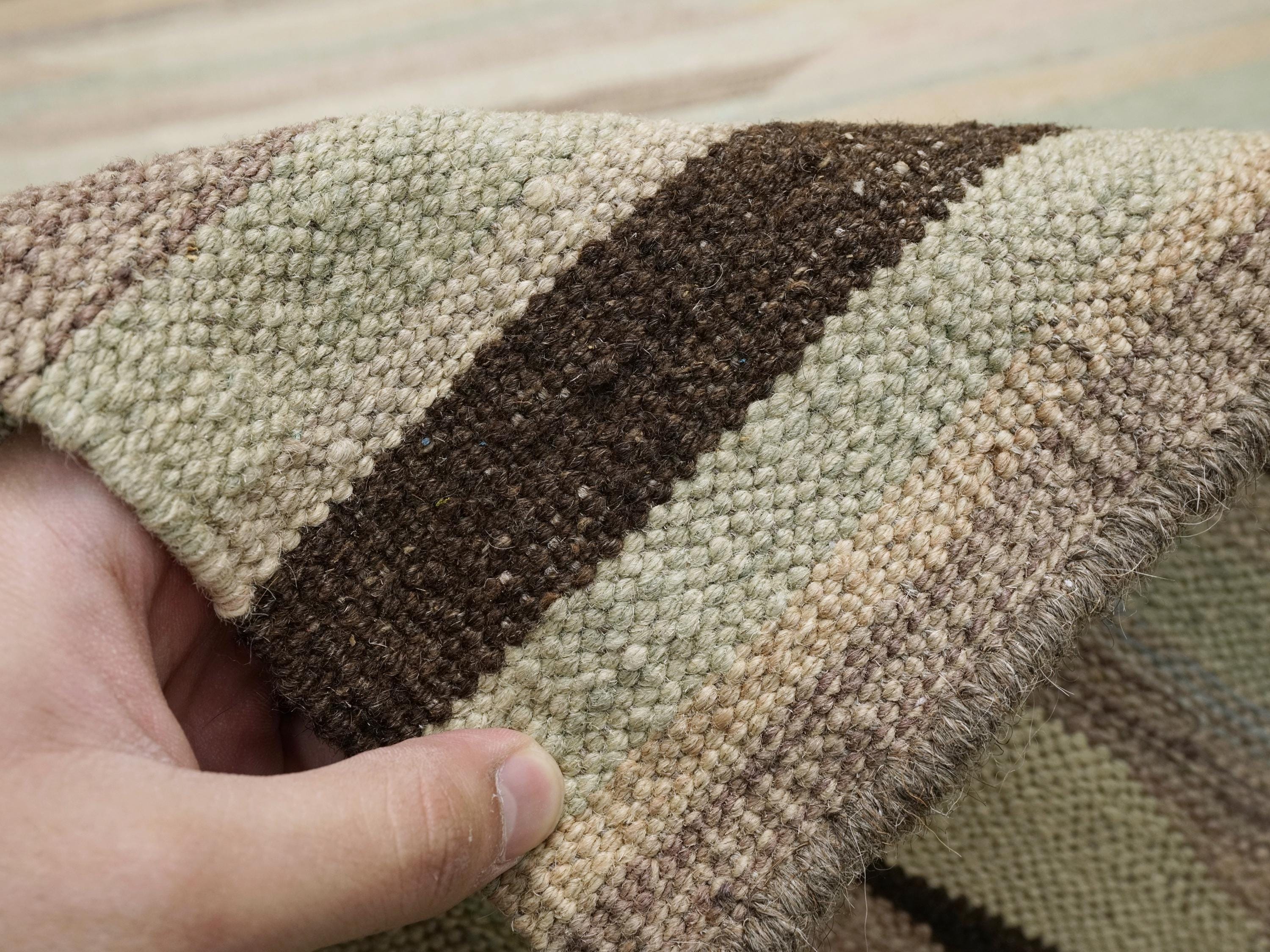 8x10 Ft Green Kilim Rug - Flat Weave Area Rug