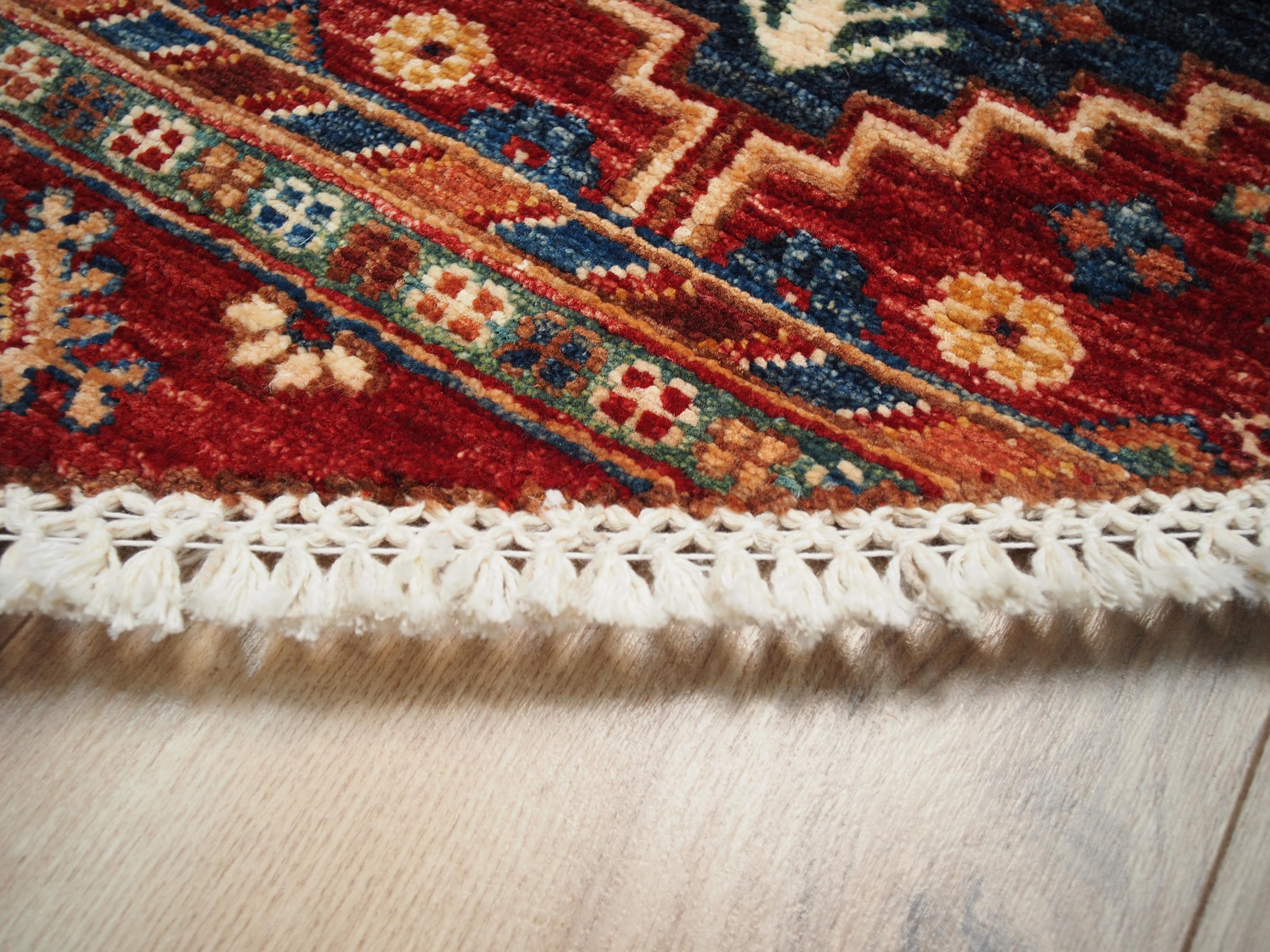 6x6 Ft Red Khorjin Rug - Hand Knotted Round Oriental Rug