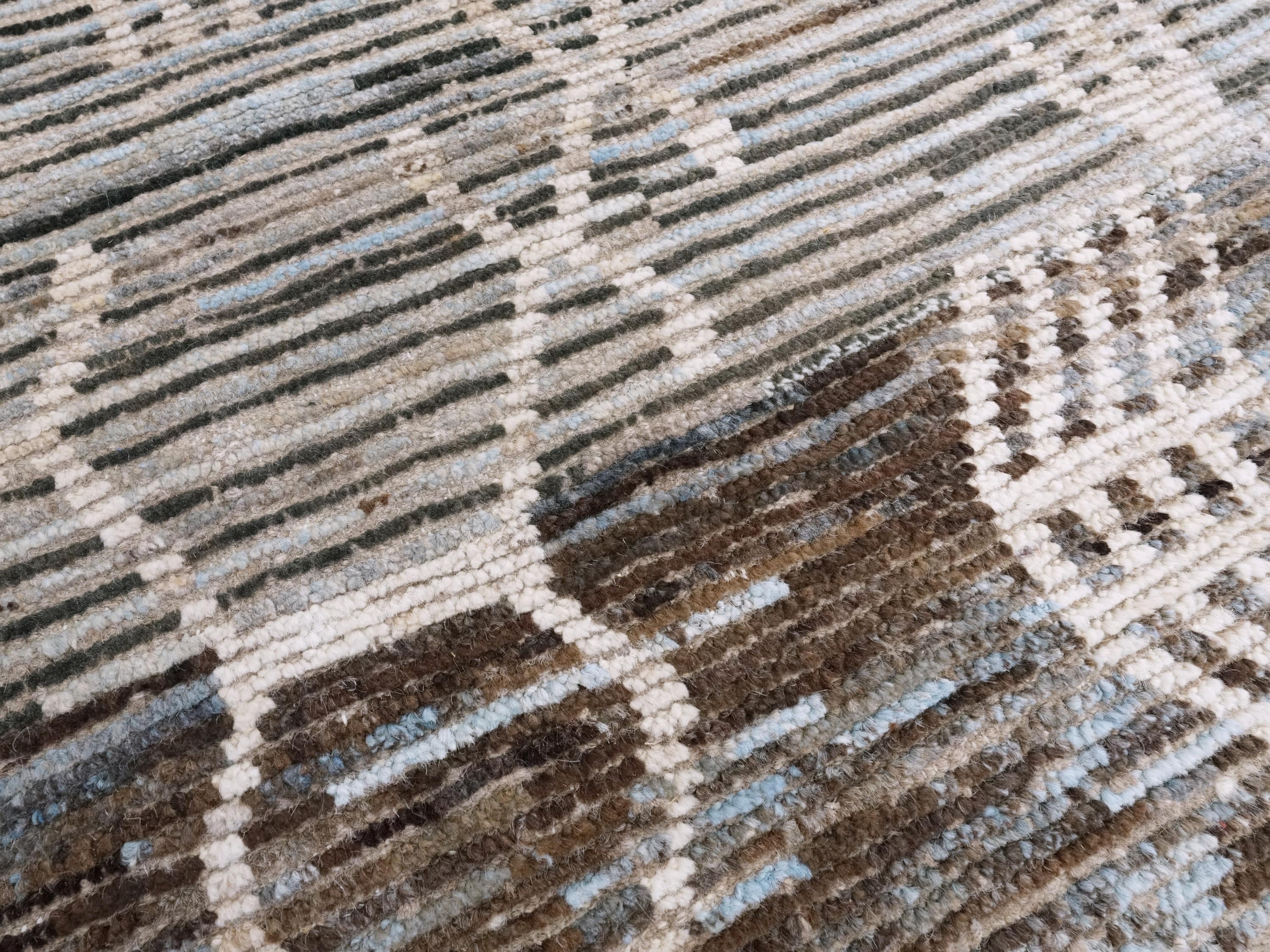 10x14 Ft Blue & Brown Moroccan Rug - Afghan Handmade Wool Rug