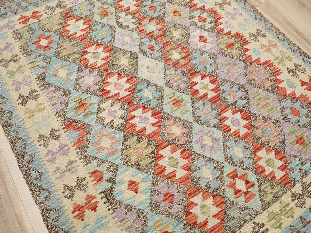 5x6 Ft Maimana Kilim Rug - Flat Weave Wool Rug