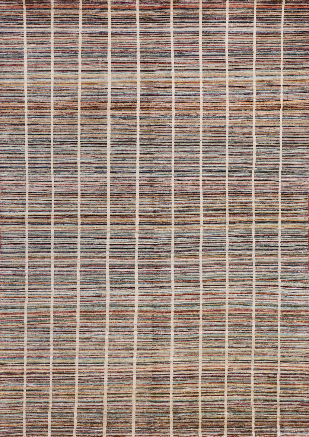 6x10 Ft Multicolor Gabbeh Rug - Afghan Wool Area Rug - Striped Contemporary Design