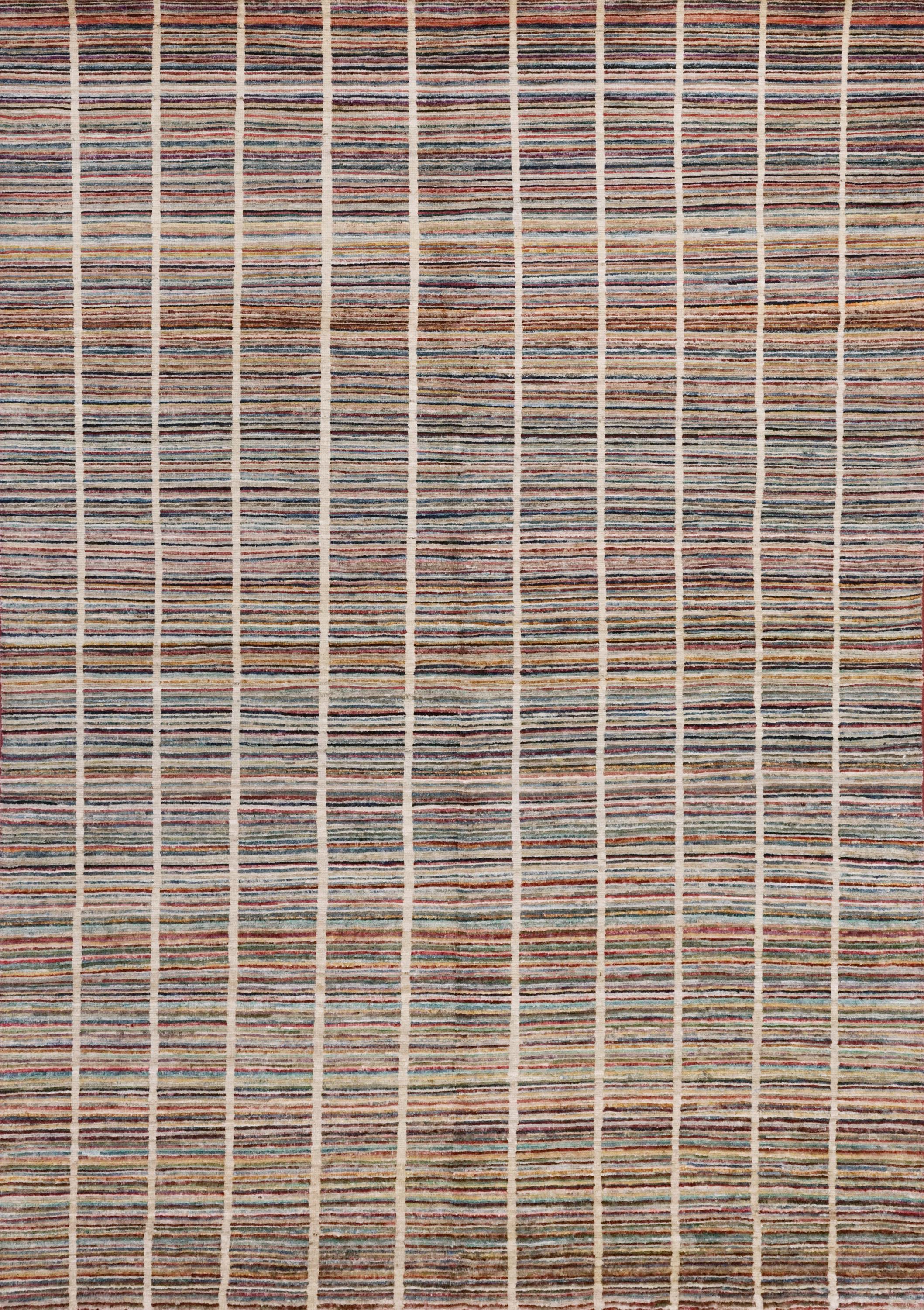 6x10 Ft Multicolor Gabbeh Rug - Afghan Wool Area Rug - Striped Contemporary Design